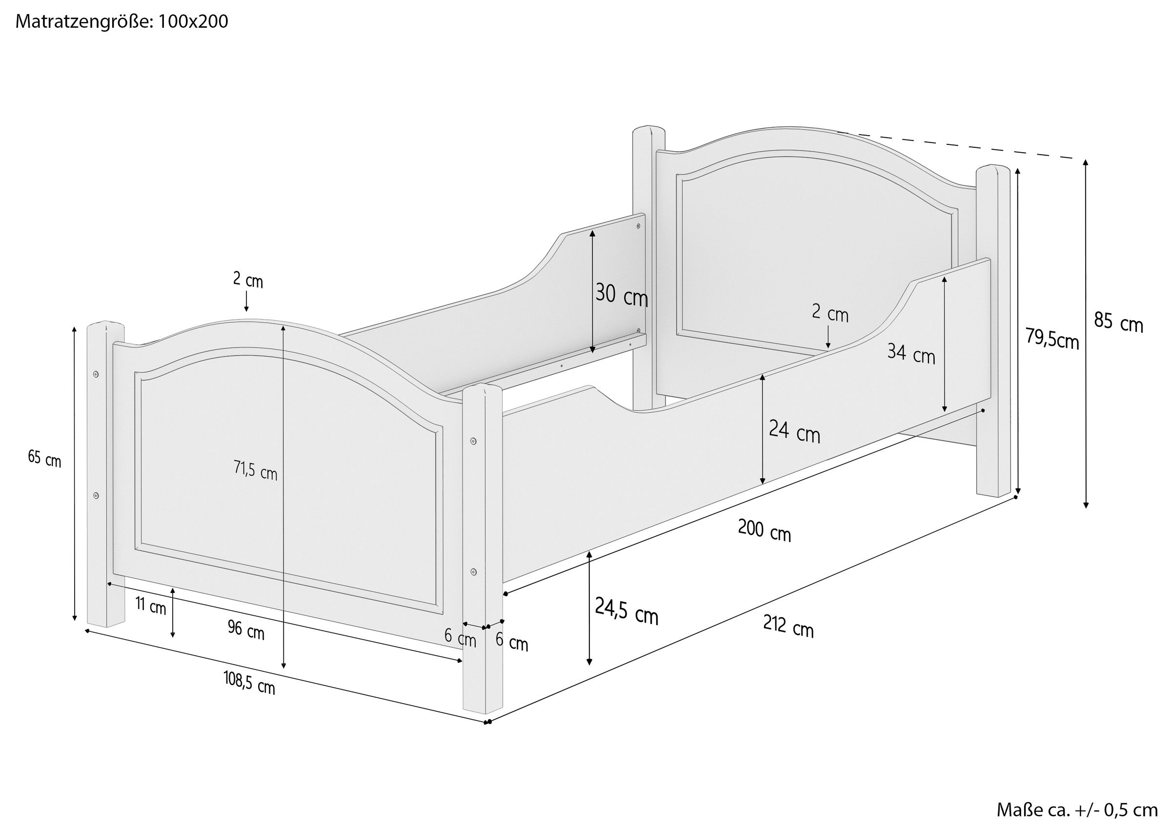 Sei varianti di largo letto classico bianco anche x ANZIANI 100x200 Pino massello V-60.40-10W