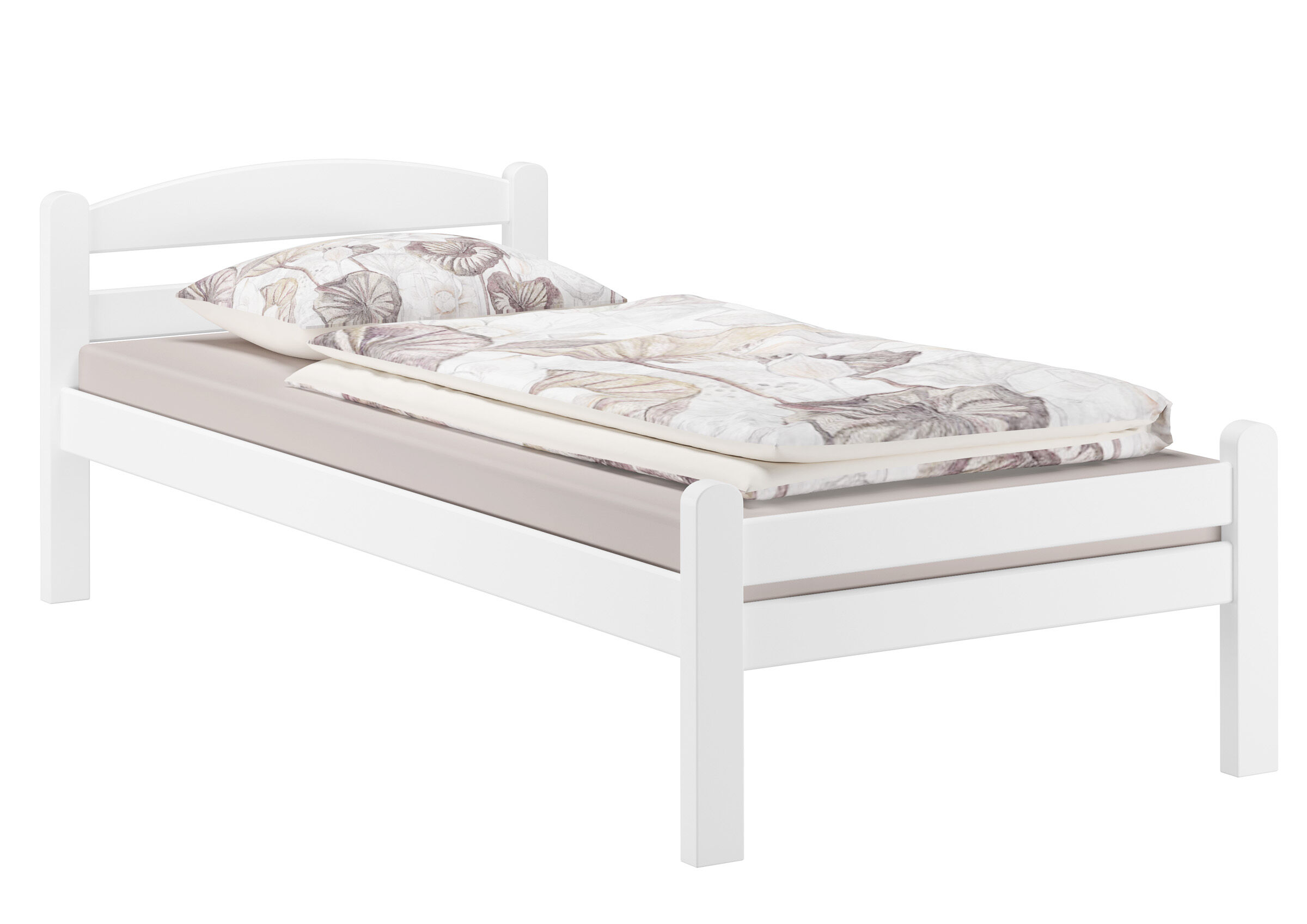 Sei varianti di letto bianco una piazza stretta x ADULTI80x200 in faggio massello V-60.45-08W