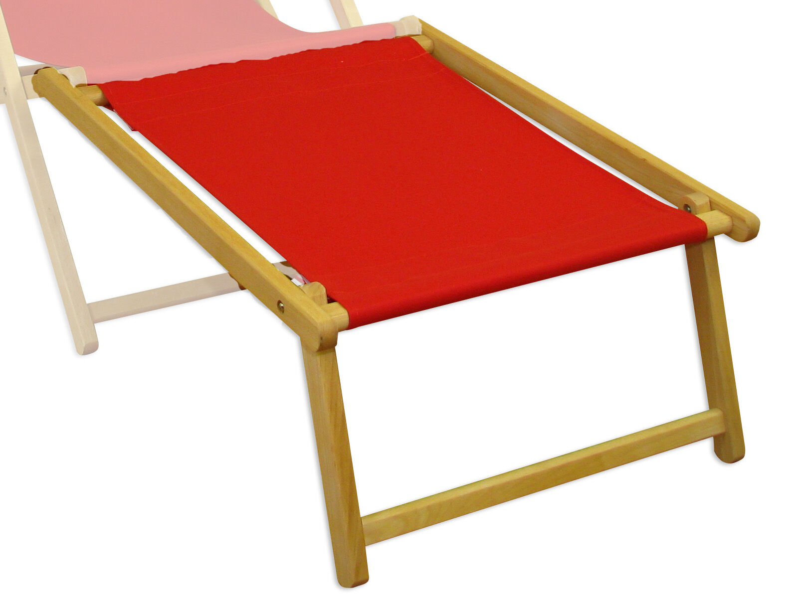 Fußteil für Liegestuhl Buche hell Stofffarbe rot