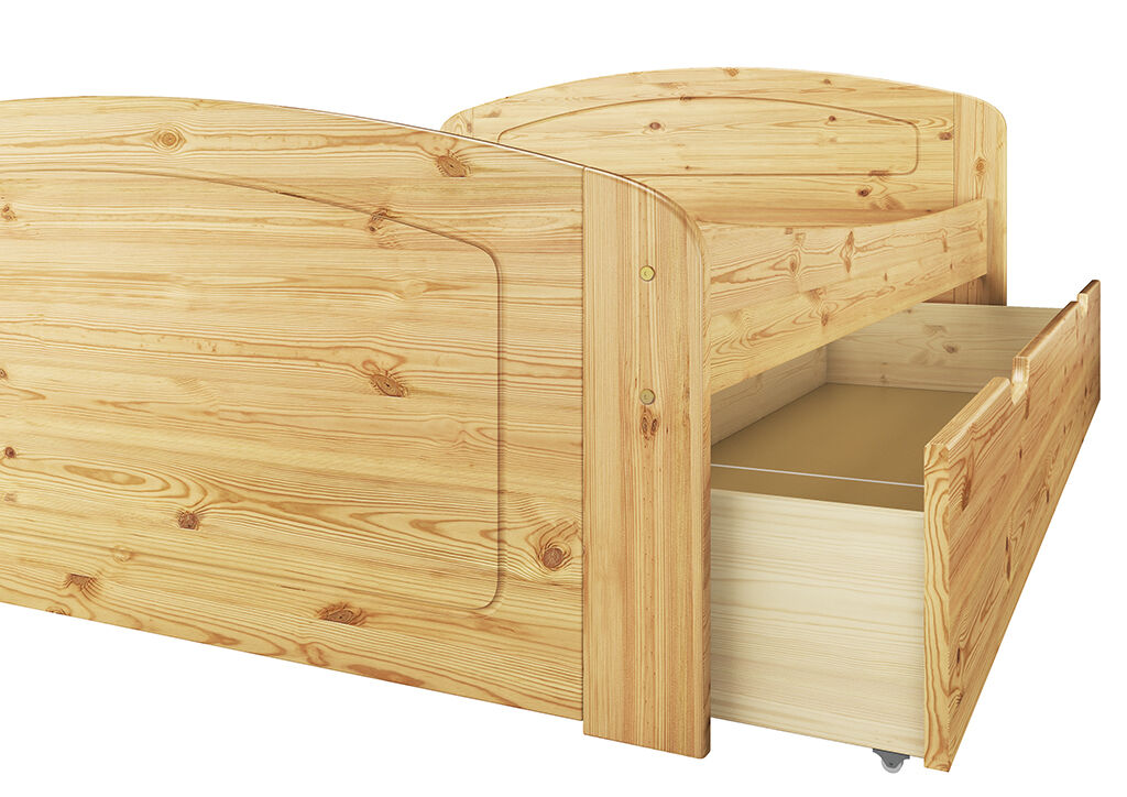 Doppelbett Überlänge 160x220 Holzbett Bettkasten Federholzrahmen Zubehör wählbar V-60.50-16-220
