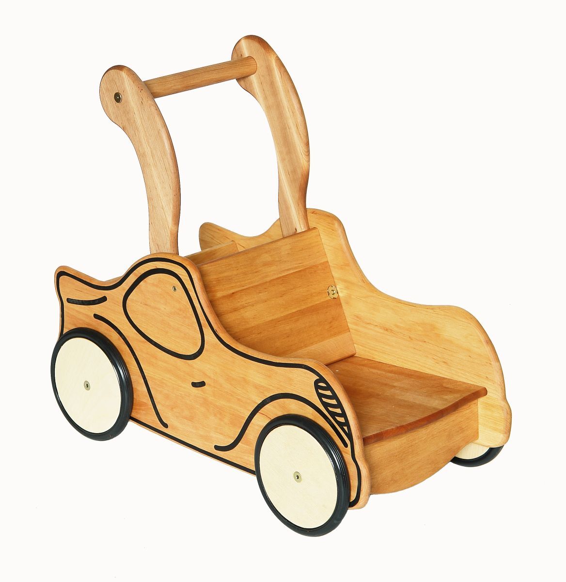 Drewart poussette en bois massif, trotteur bébé en forme d'une voiture 934-3111