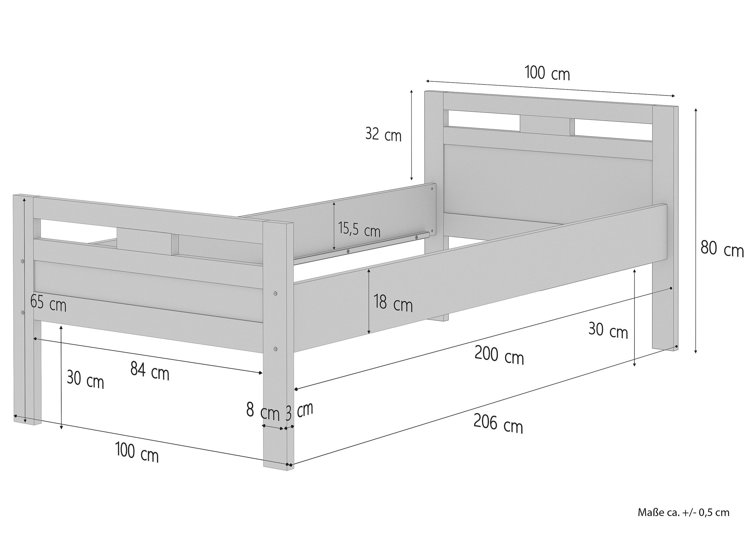 Sei varianti di elegante letto 90x200 ANCHE per ANZIANI in Faggio laccato V-60.74-09