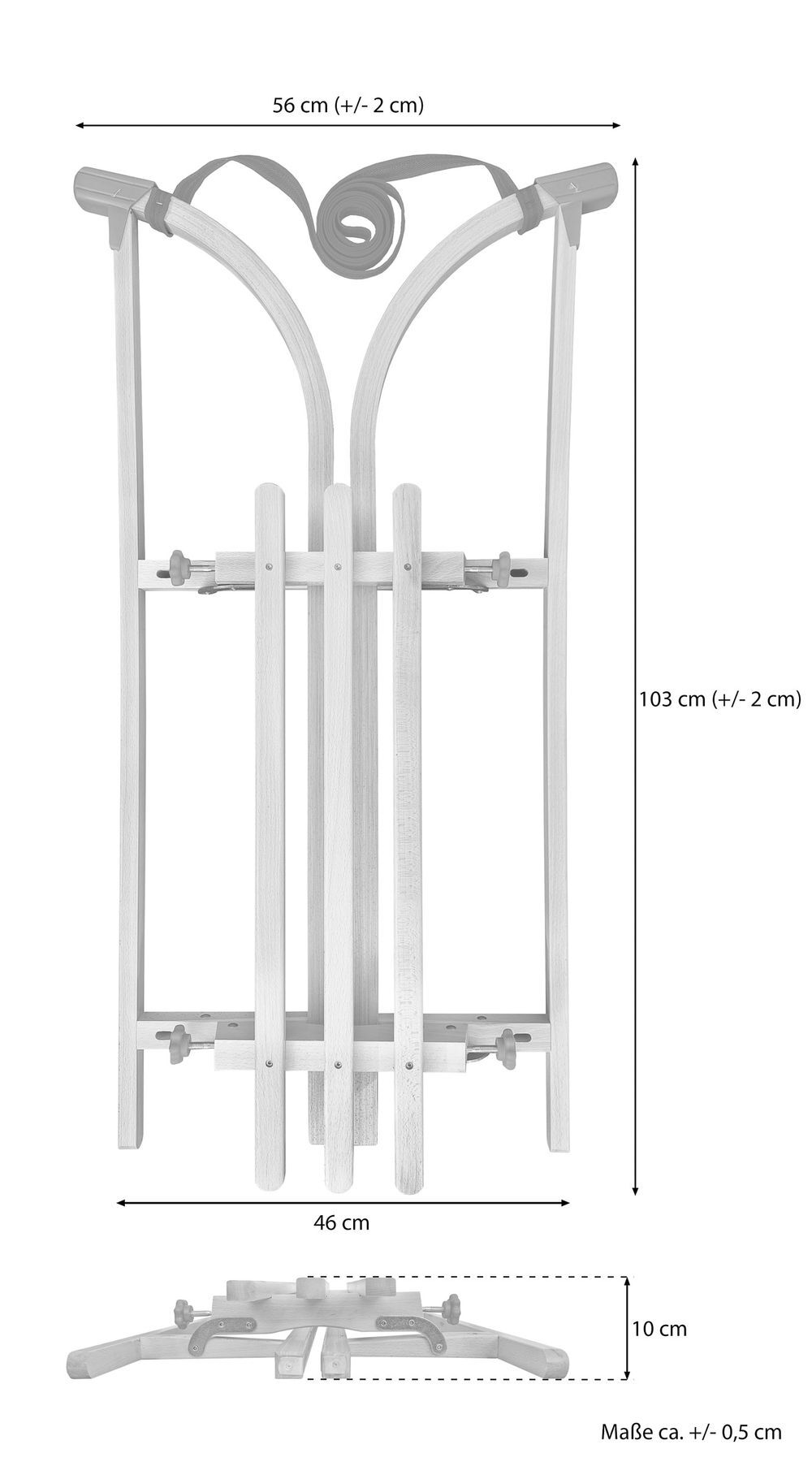 Sette varianti x slitta classica Davos pieghevole 105 cm per tutti in solido Faggio V-22-105