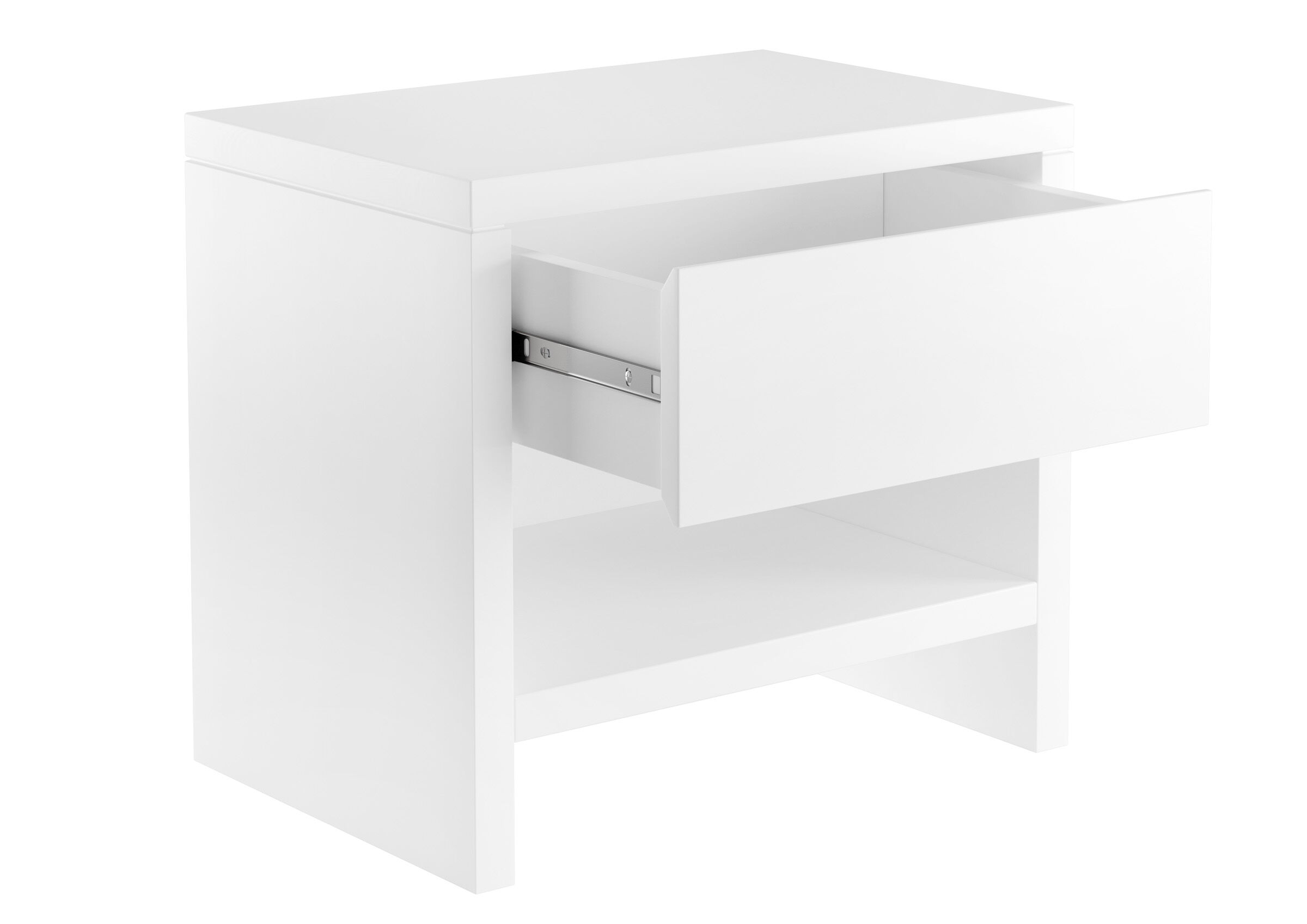Design moderno per comodino in Faggio bianco con cassetto e ripiano inferiore 90.20-K39W