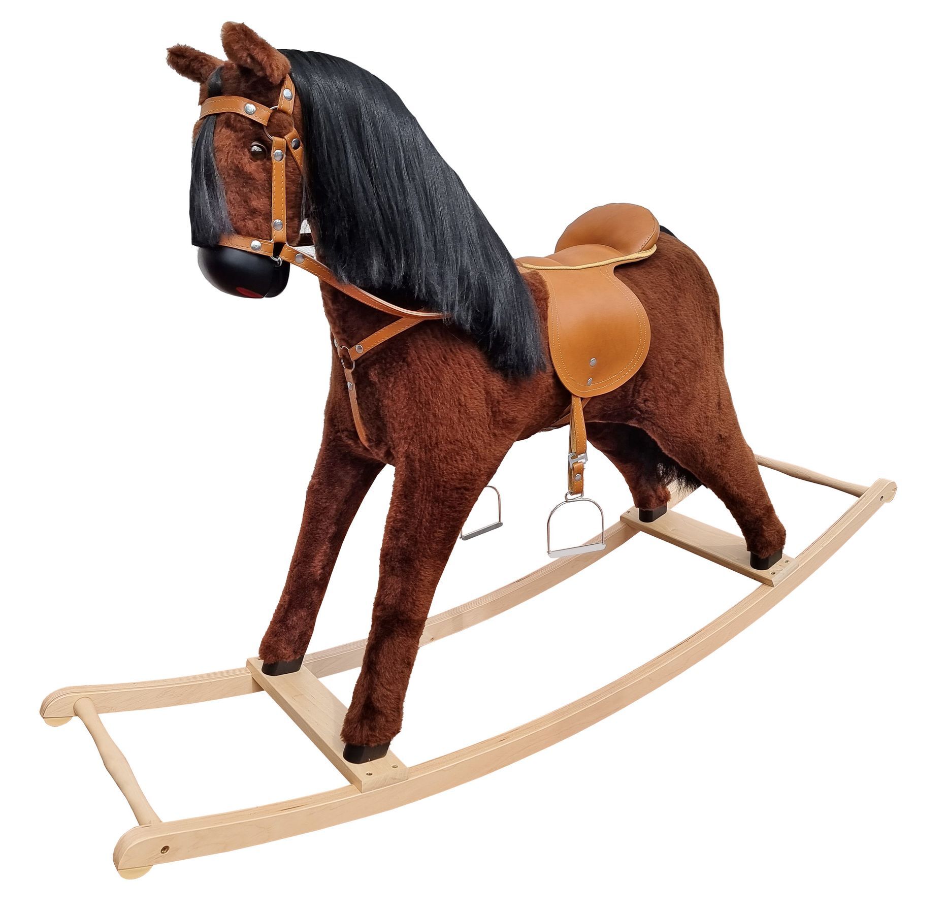 Cavallo a dondolo classico marrone con telaio basculante a dondolo 96-117