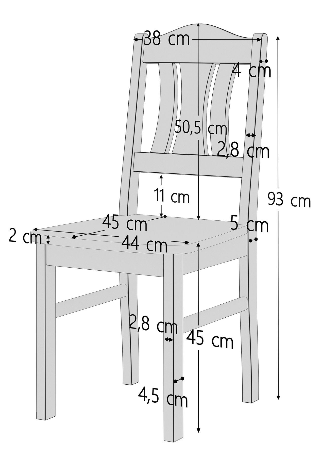 B-WARE Küchenstuhl robust Massivholzstuhl Kiefer Esszimmerstuhl Doppelpack oder Einzelstuhl V-90.71-26