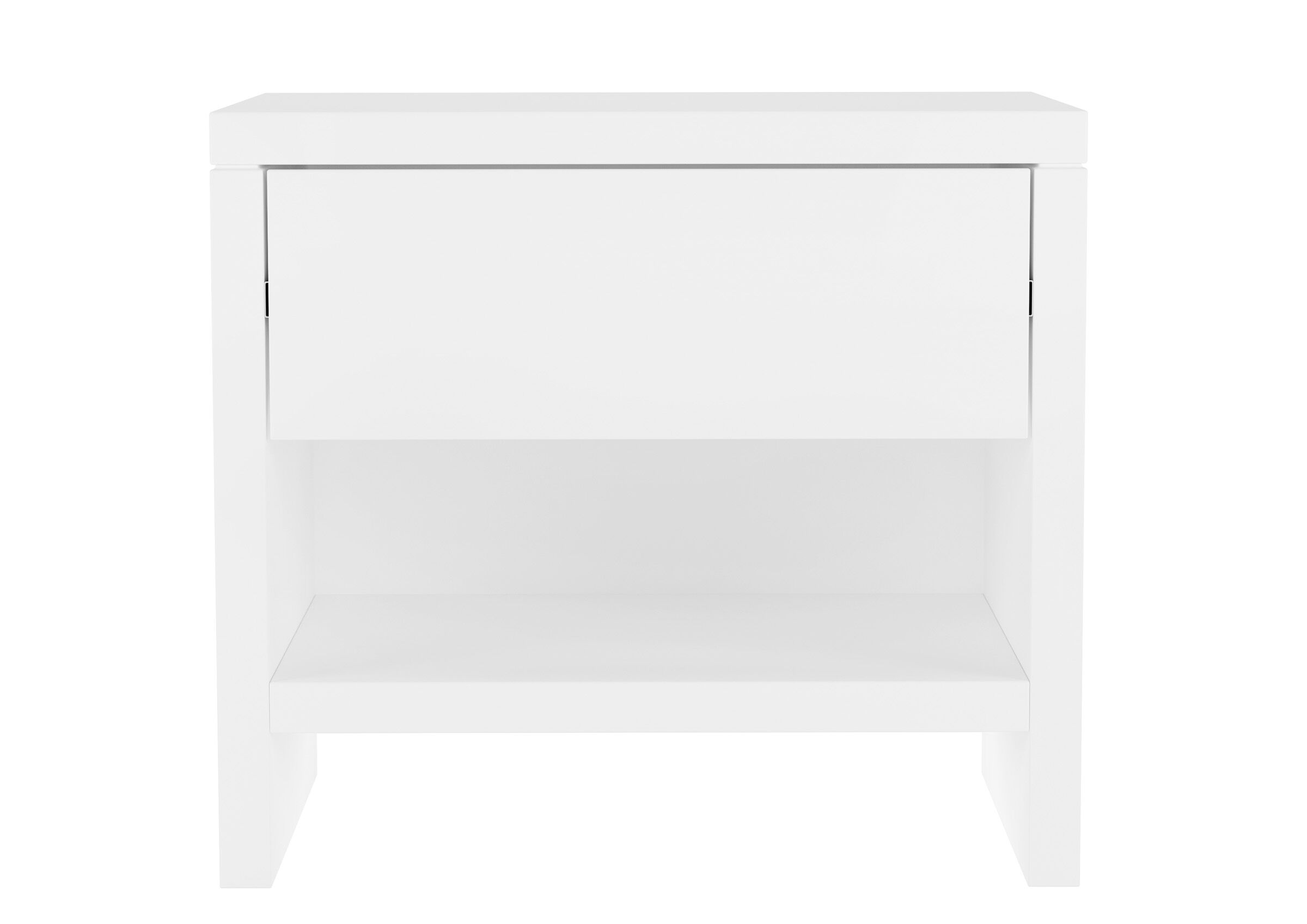 Design moderno per comodino in Faggio bianco con cassetto e ripiano inferiore 90.20-K39W