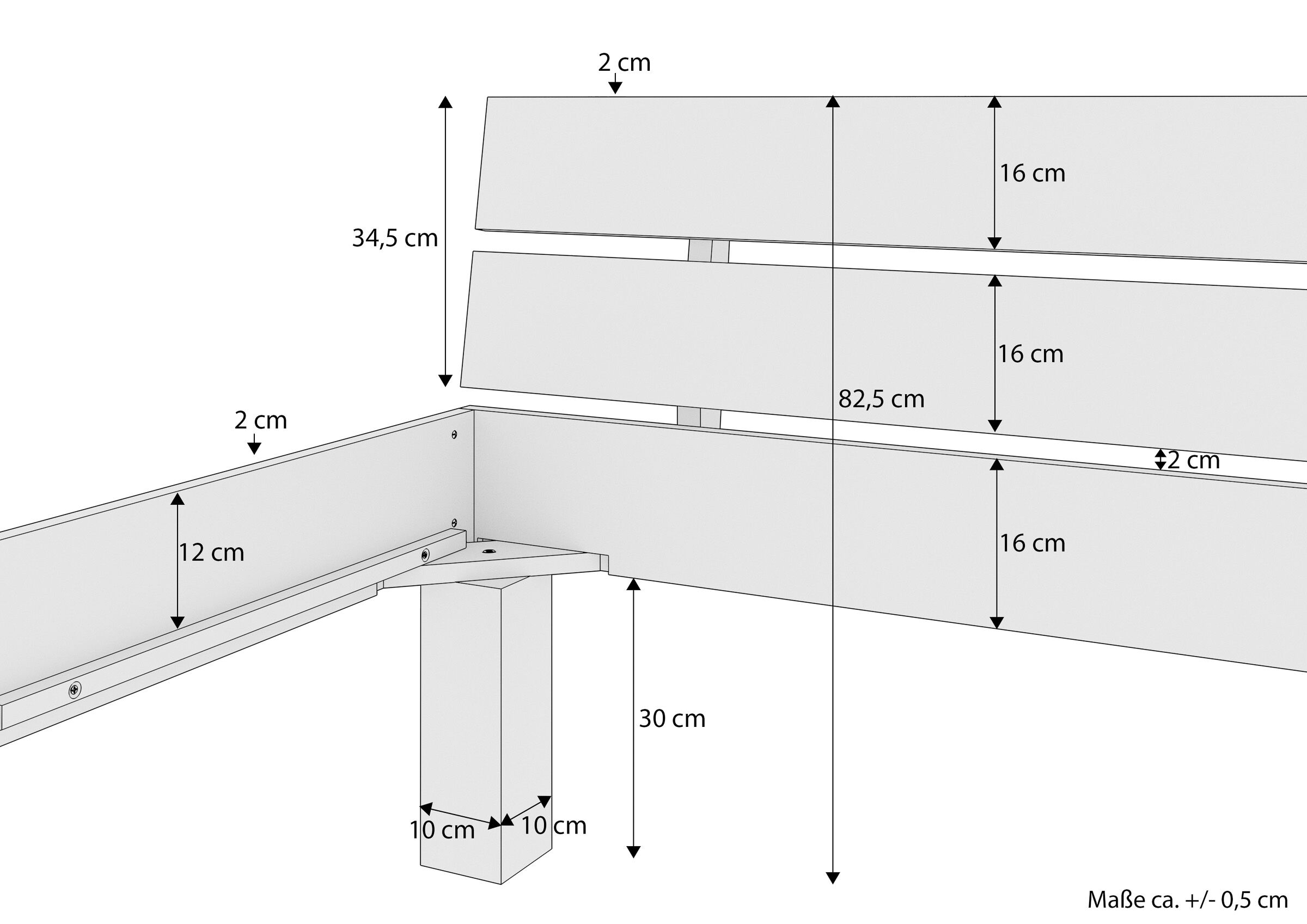 Maße des überlangen Einzelbettes 90x220 cm