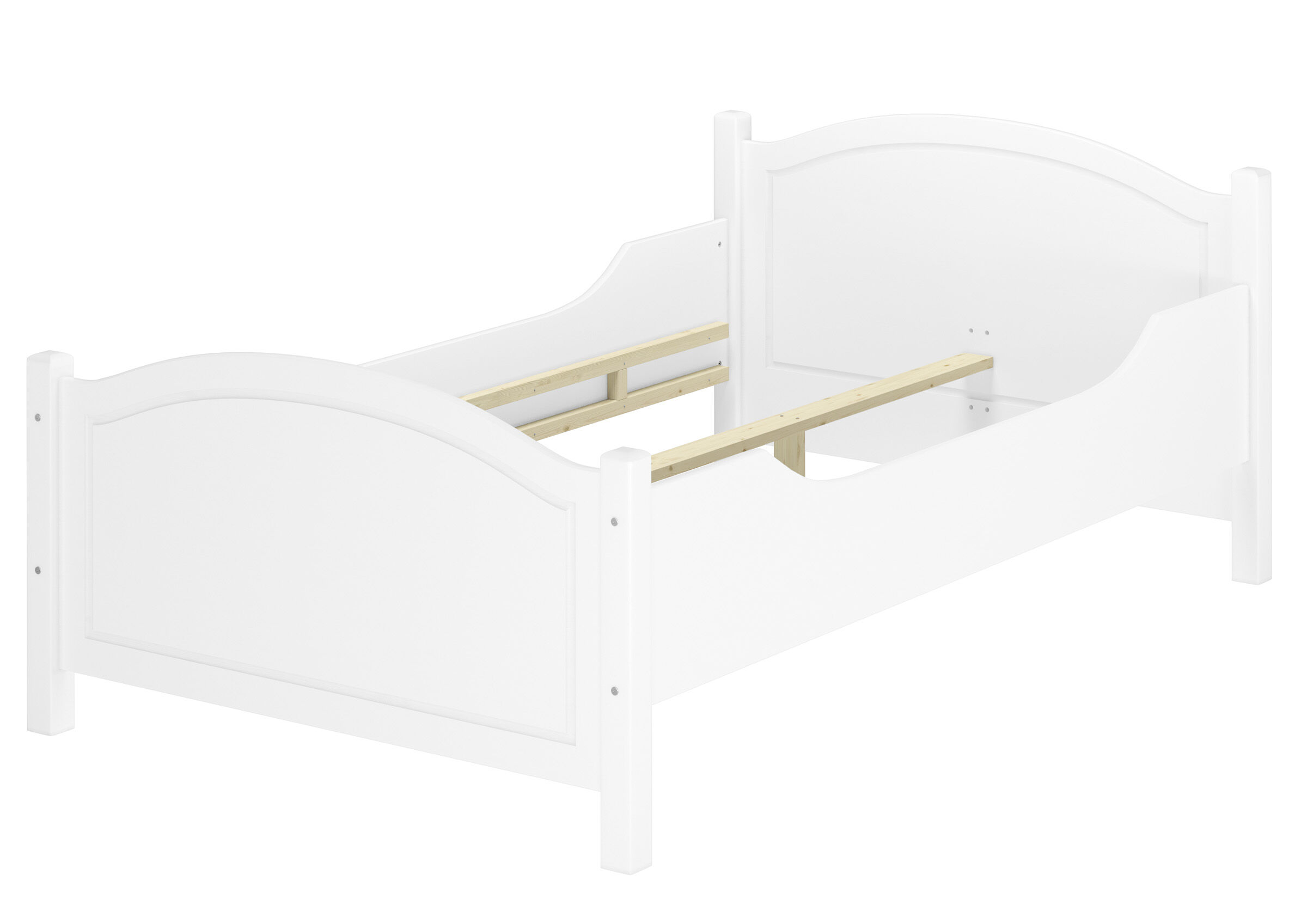 Cinque varianti di largo letto classico bianco anche PER ANZIANI 120x220 in Pino massello V-60.40-12-220W