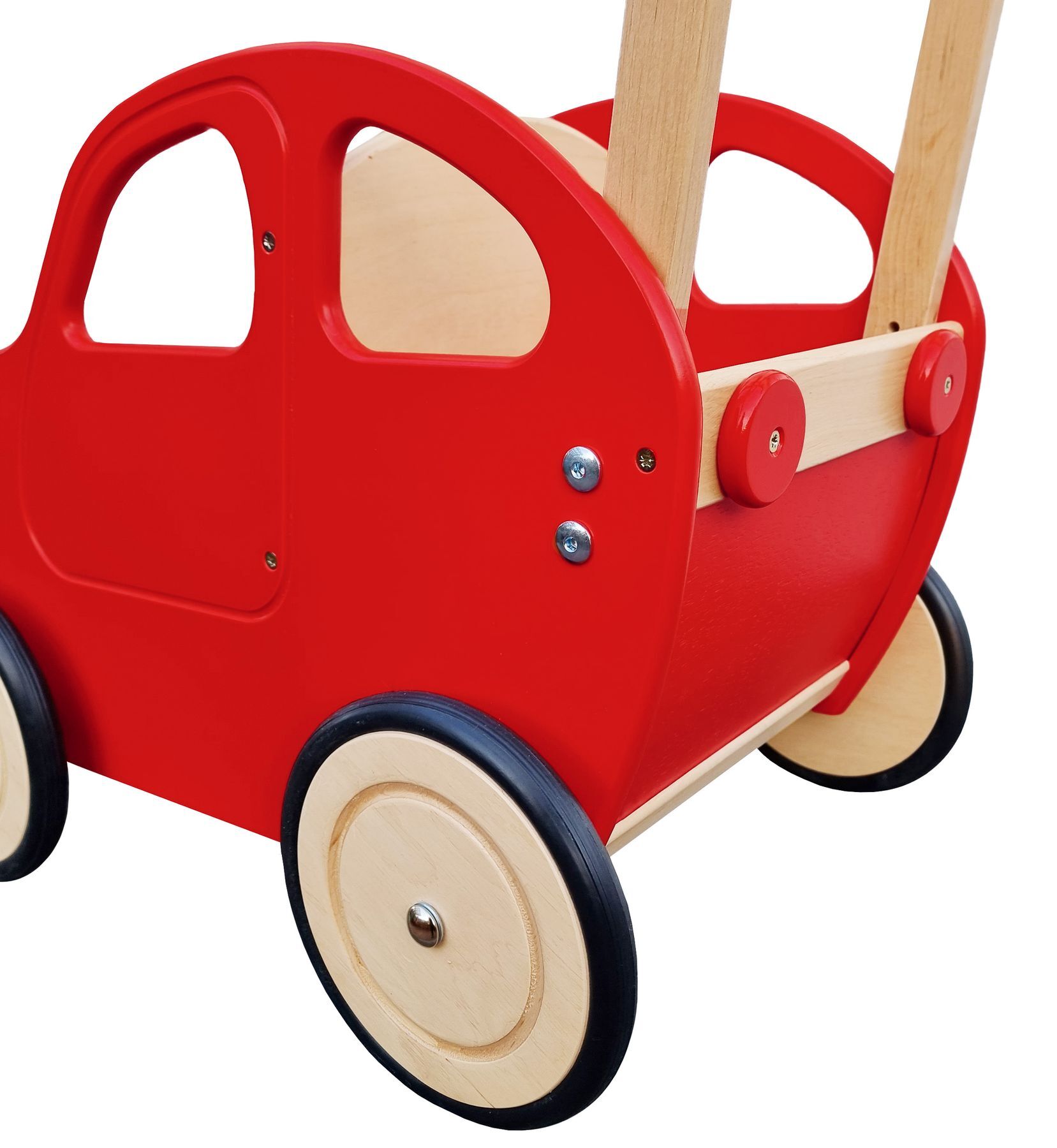 Solida carrozzina per bambini e bambolotti in legno massello 934-3100