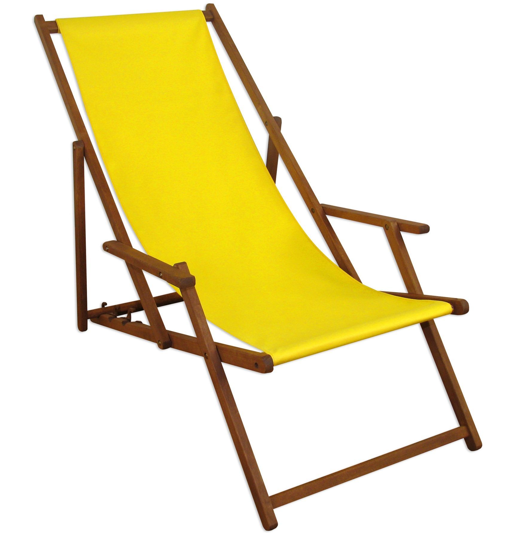 Sedia a sdraio in legno con molti accessori a scelta, colore del tessuto giallo V-10-302