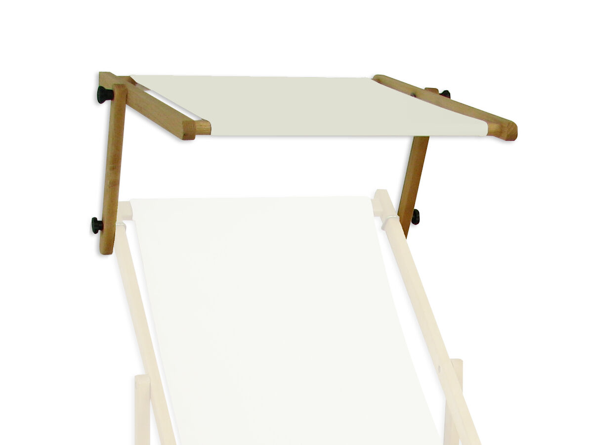 Sedia a sdraio in legno con molti accessori a scelta, colore del tessuto bianco V-10-303