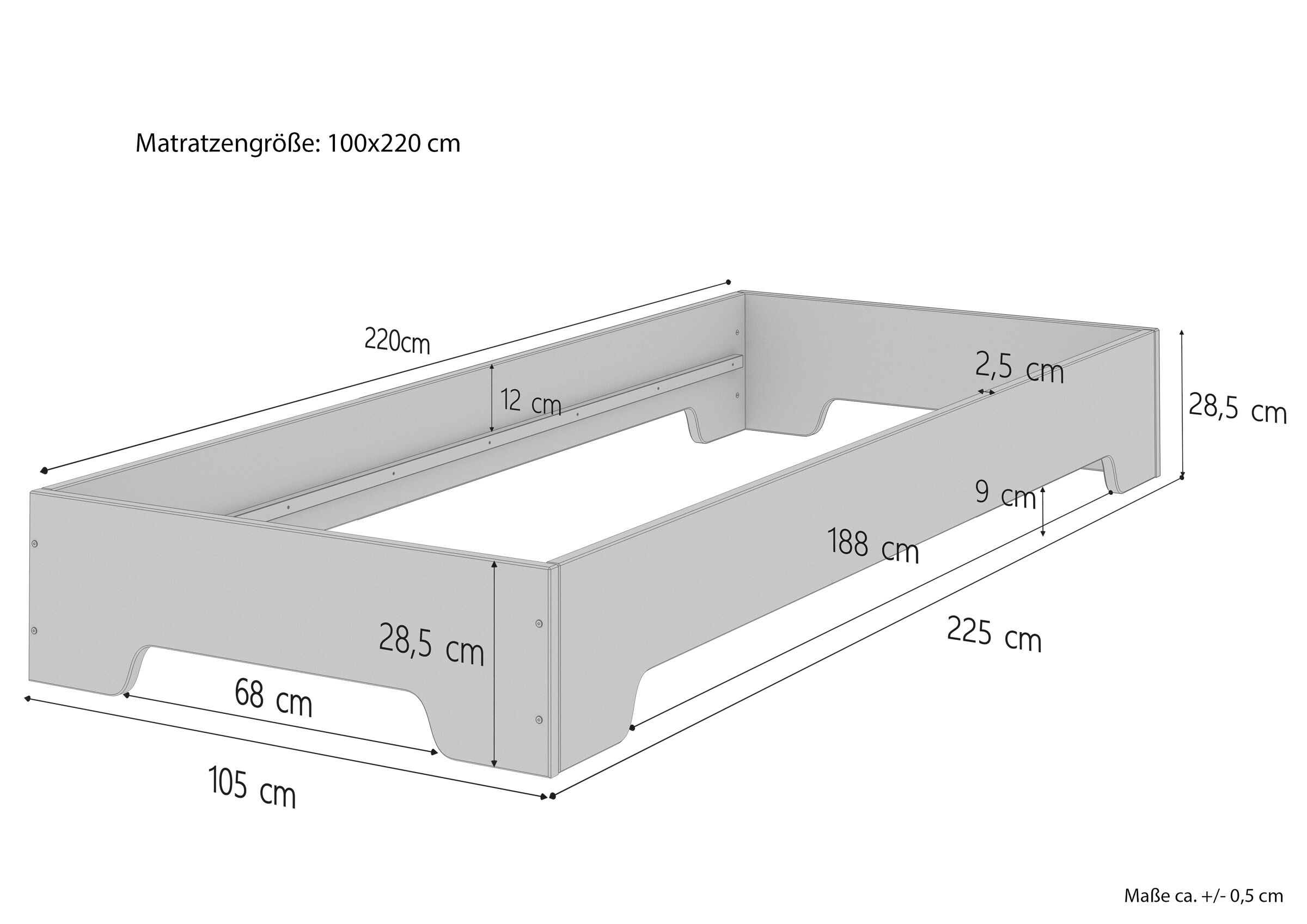 Cinque varianti di solido grande letto x ADULTI 100x220 in Pino massello V-60.56-10-220