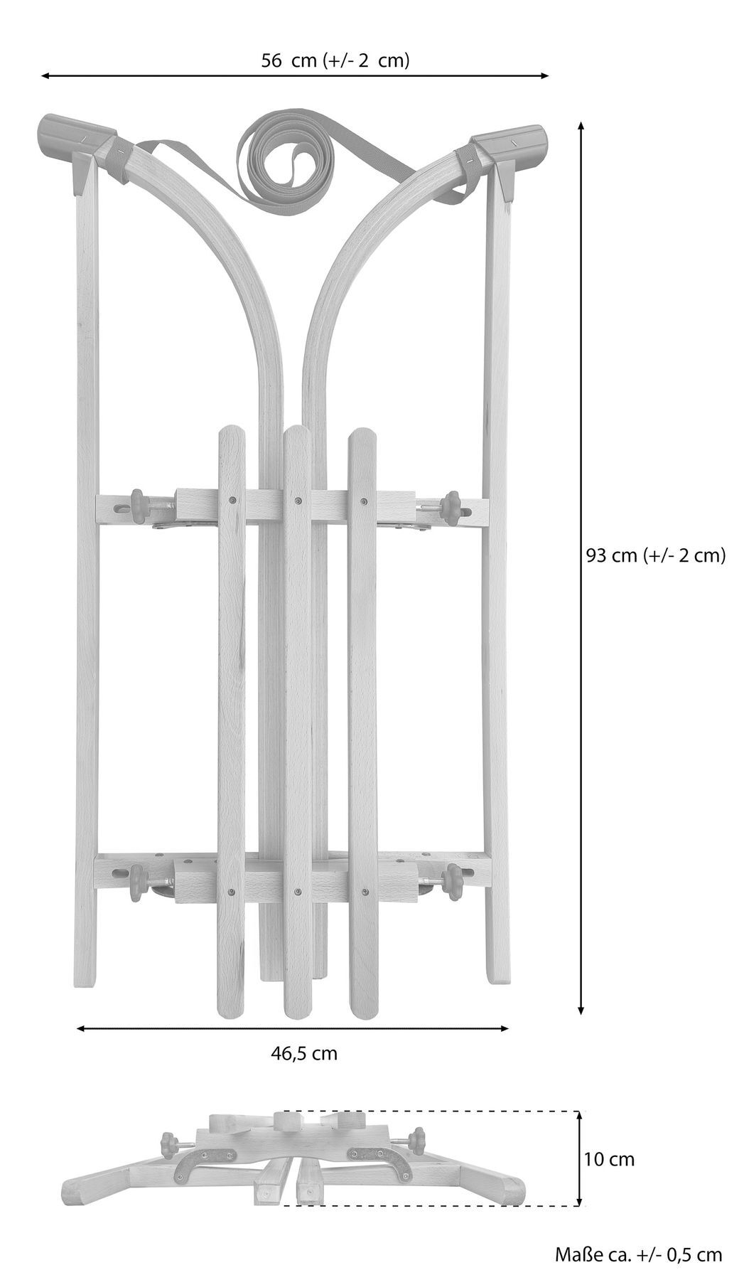 Quattro varianti x slitta classica Davos pieghevole 90 cm per tutti in solido Faggio V-22-090