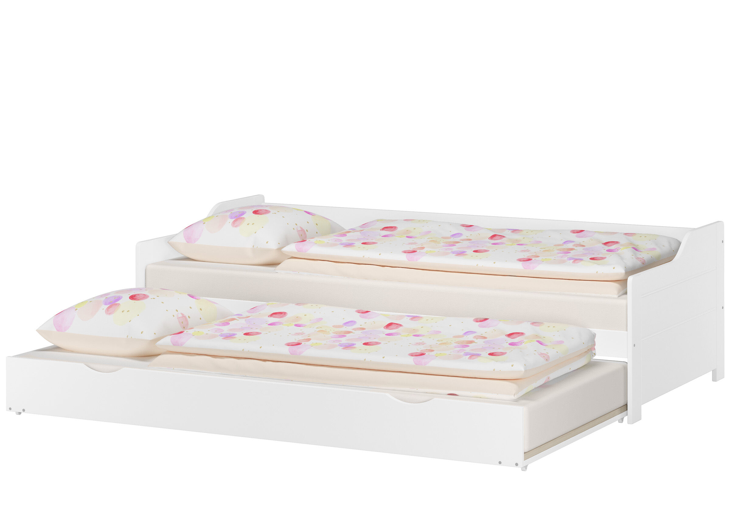 Tre varianti x bianco letto-divano letto 90x200 Pino massello e cassettone letto V-60.34-09W