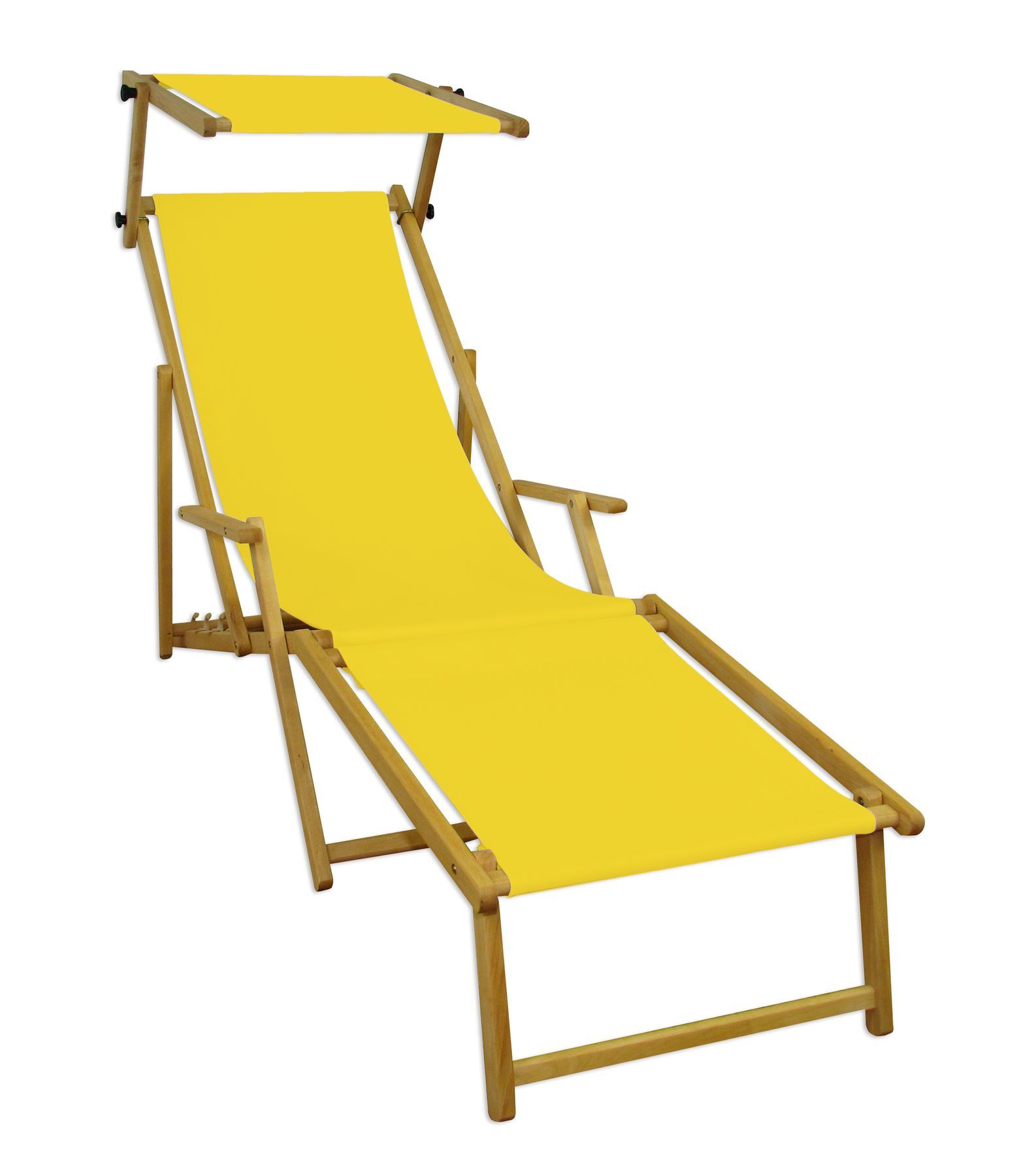 Strandstuhl mit Sonnendach und gelbem Sitzstoff