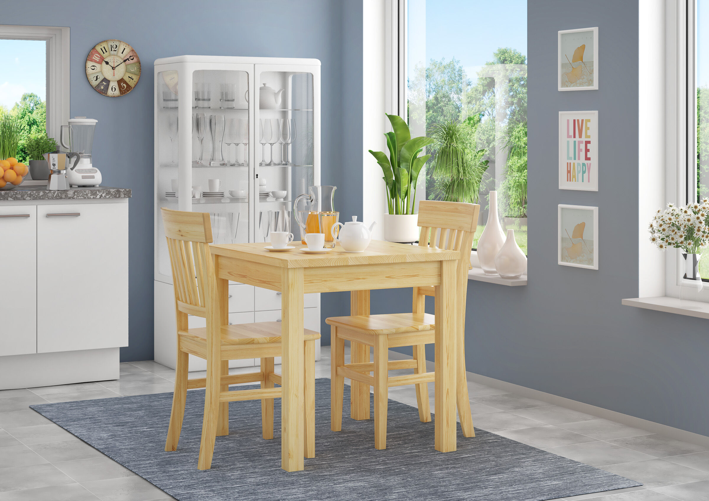 Klassischer Holzstuhl Küchenstuhl robust Massivholzstuhl Doppelpack oder Einzelstuhl V-90.71-27