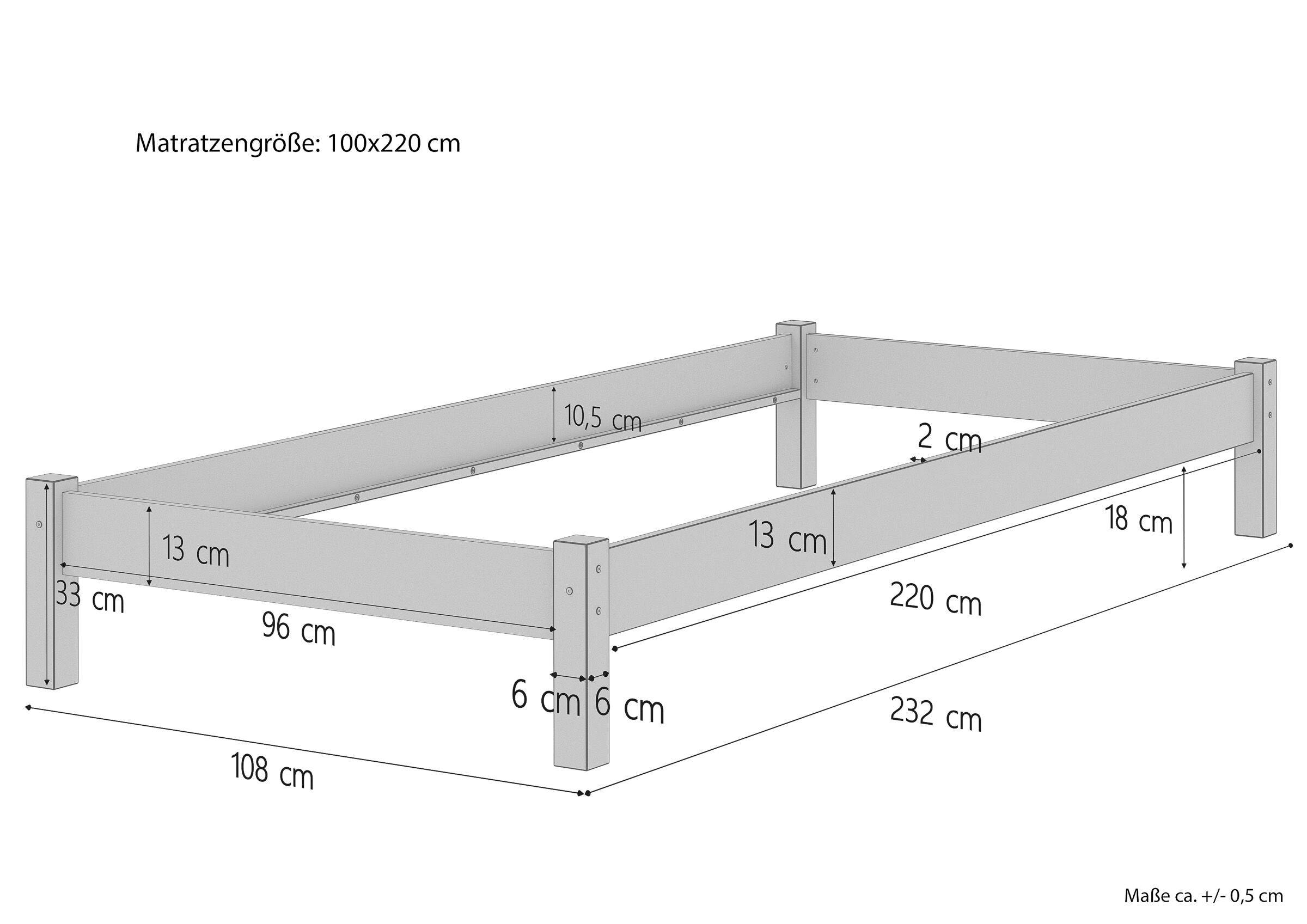 Quattro varianti di solido letto una piazza futon 100x220 in Faggio massello V-60.84-10-220