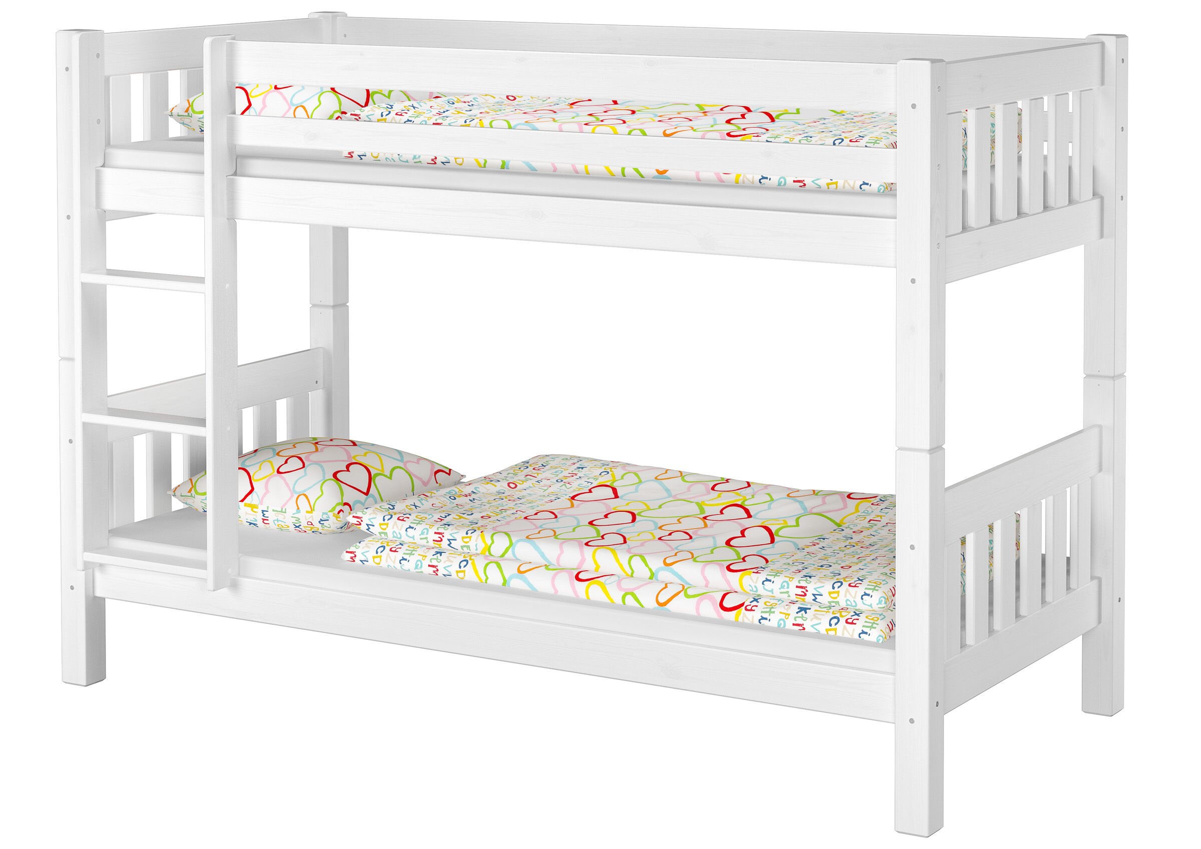 Nove varianti di letto a castello bianco per ragazzi per materassi 90x200 in Pino V-60.06-09W