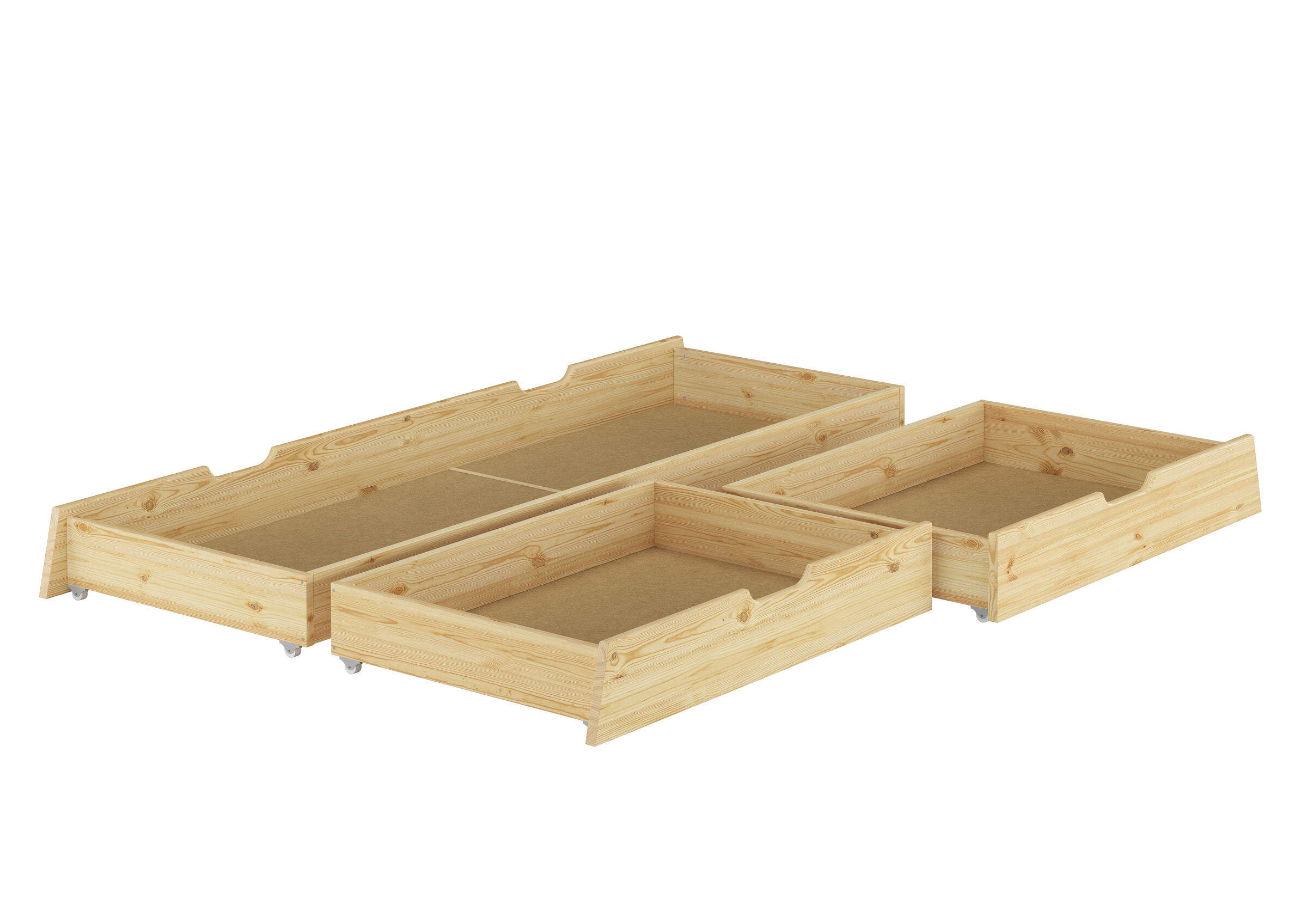 Tre scatole sotto letto porta oggetti per i NOSTRI letti 140x200 in Pino laccato 90.10-S8