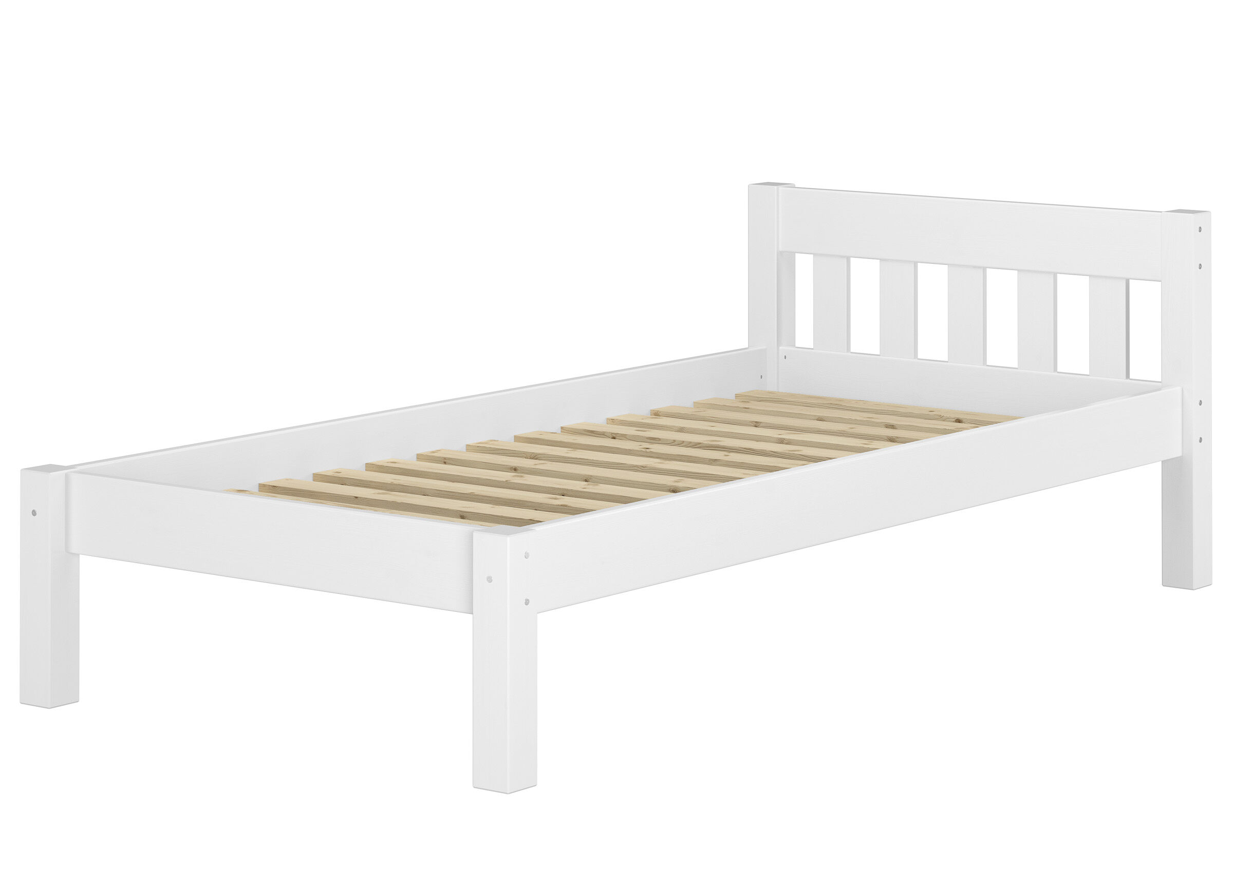 Cinque varianti di solido letto bianco per materasso 100x200 in Pino massello V-60.38-10W