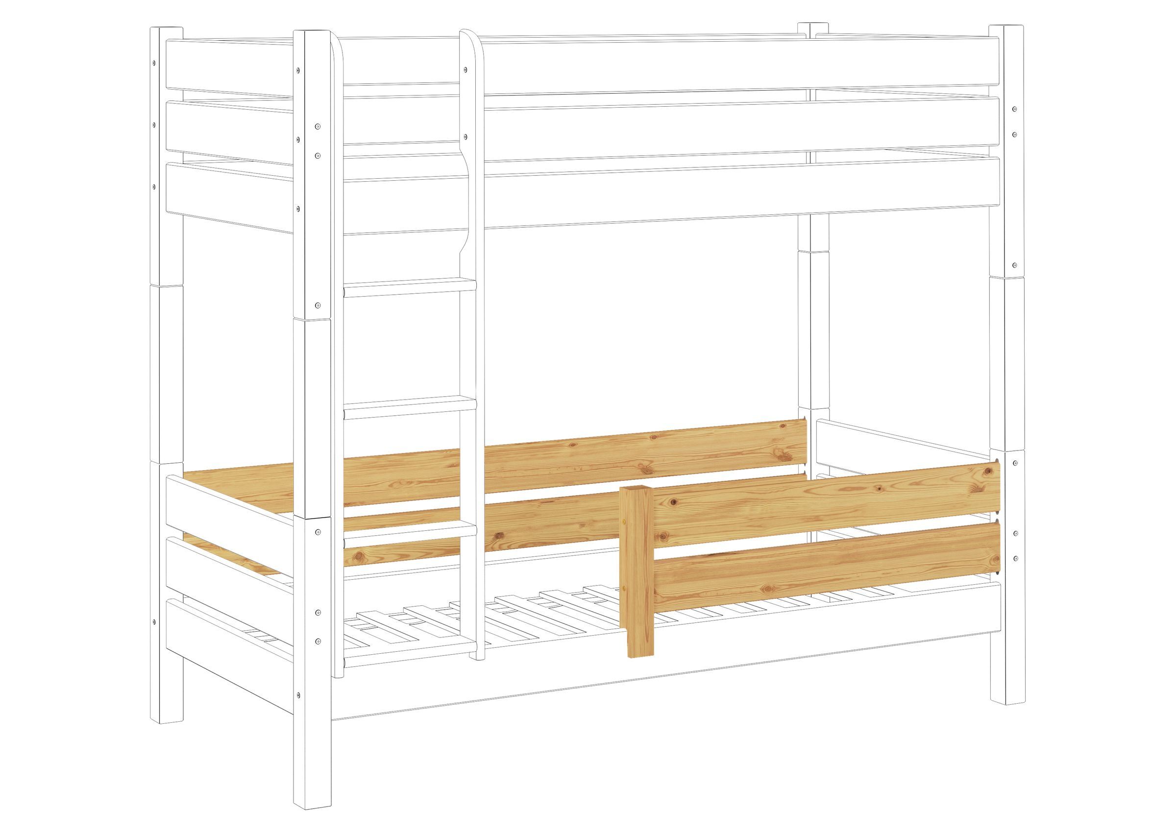 barrière de protection pour lits superposés, sécurité enfant pour la zone inférieure 60.Kisi-16
