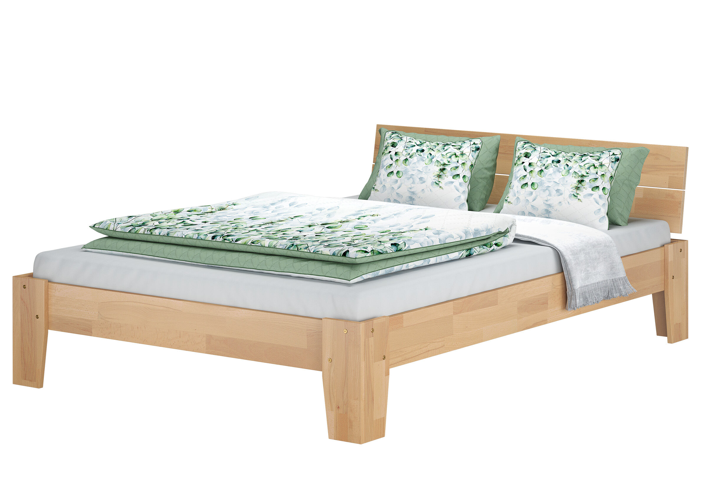 Quattro varianti del largo letto in faggio laccato per 120x200 materasso e doghe V-60.82-12