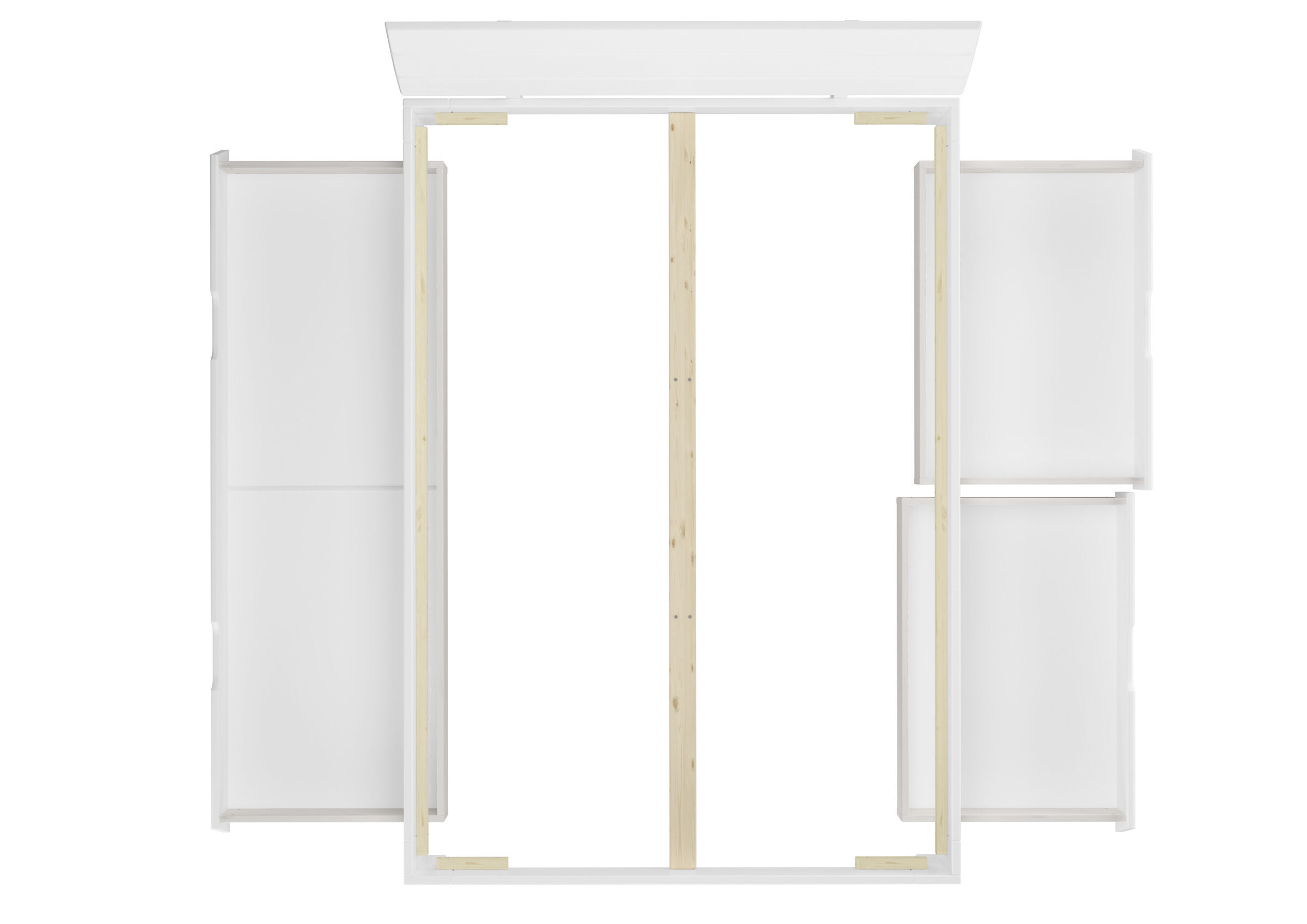 Tre bianchi cassetti porta oggetti per i NOSTRI letti 140x200 in Pino 90.10-S8W