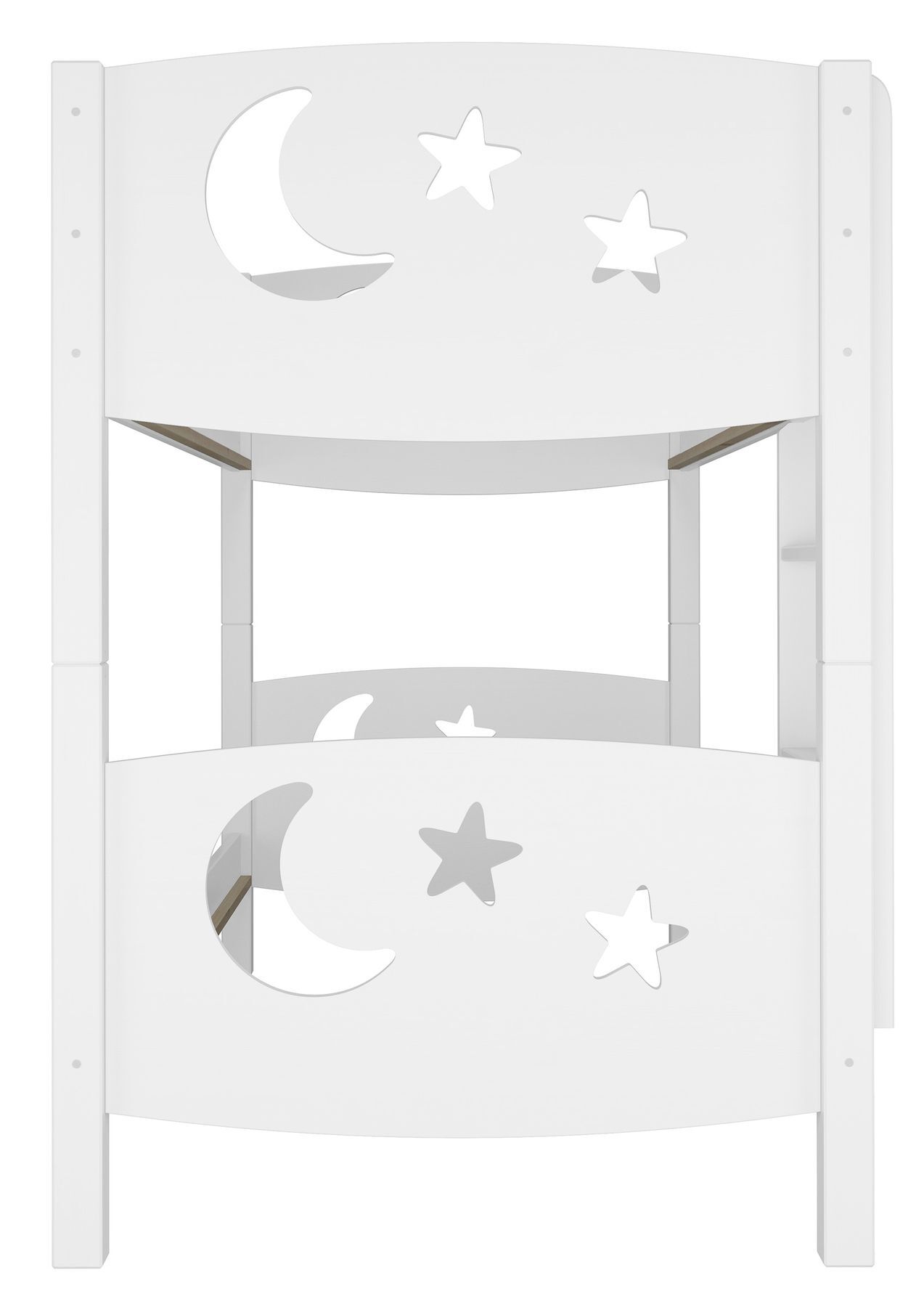 Etagenbett für Kinder mit Kopfteil Mond weiß 90x200 cm mit wählbarem Zubehör V-60.05-09WMondweiss