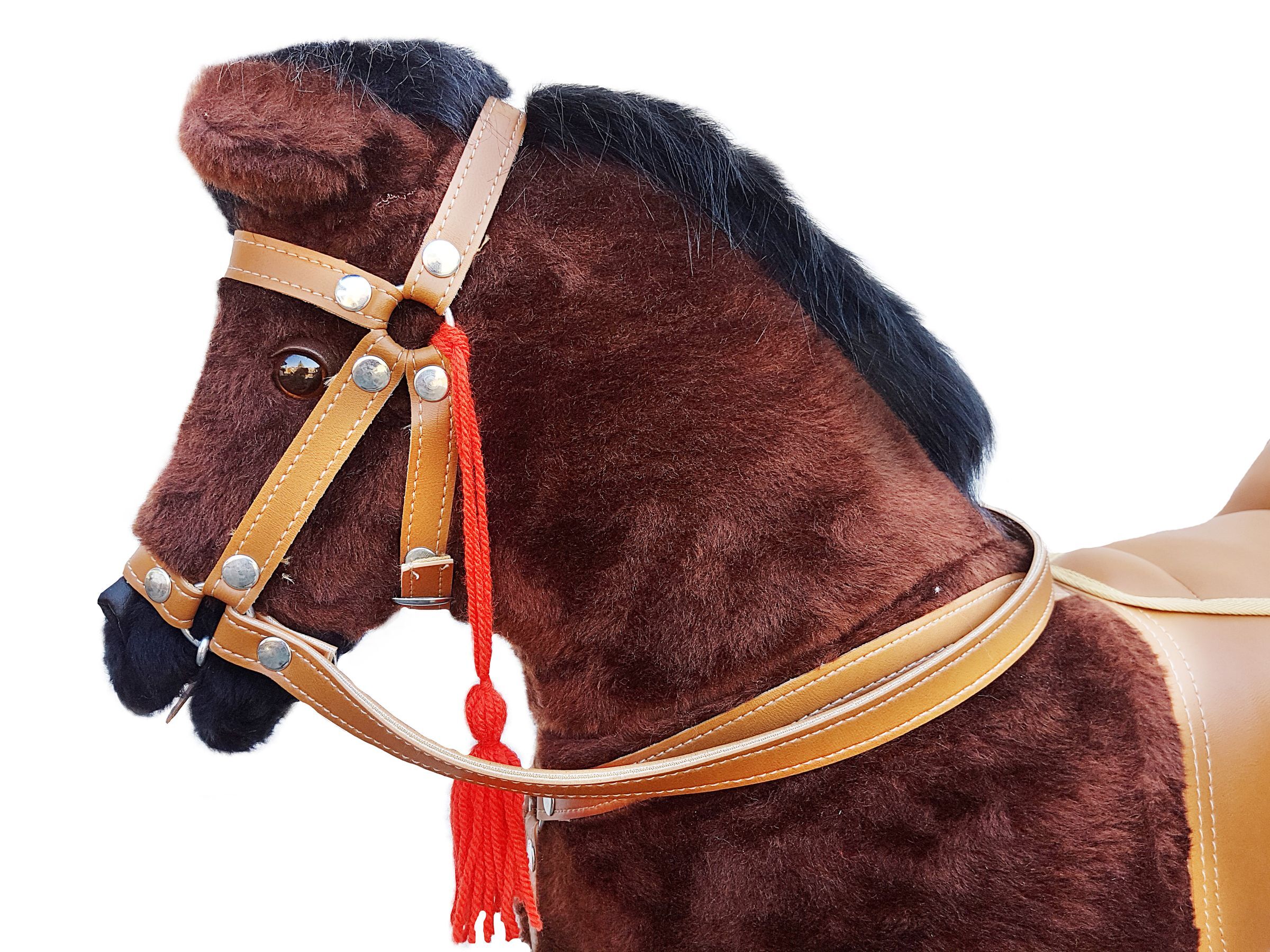Solido cavallo a dondolo baio per bambini da 3 anni con solidi finimenti 96-112