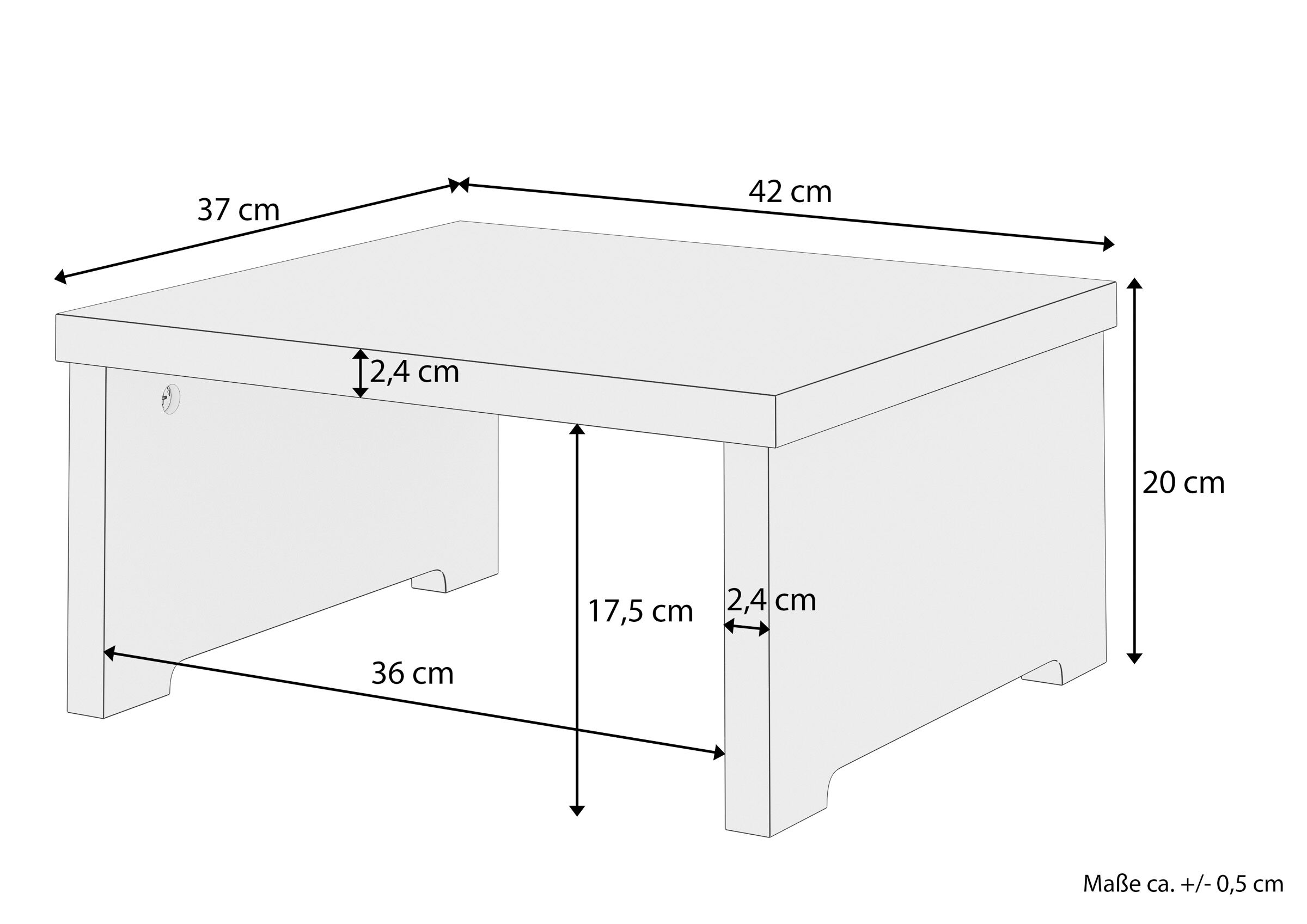 Nachtkästchen niedriger Nachttisch ohne Schublade Kiefer massiv lackiert 90.20-K15