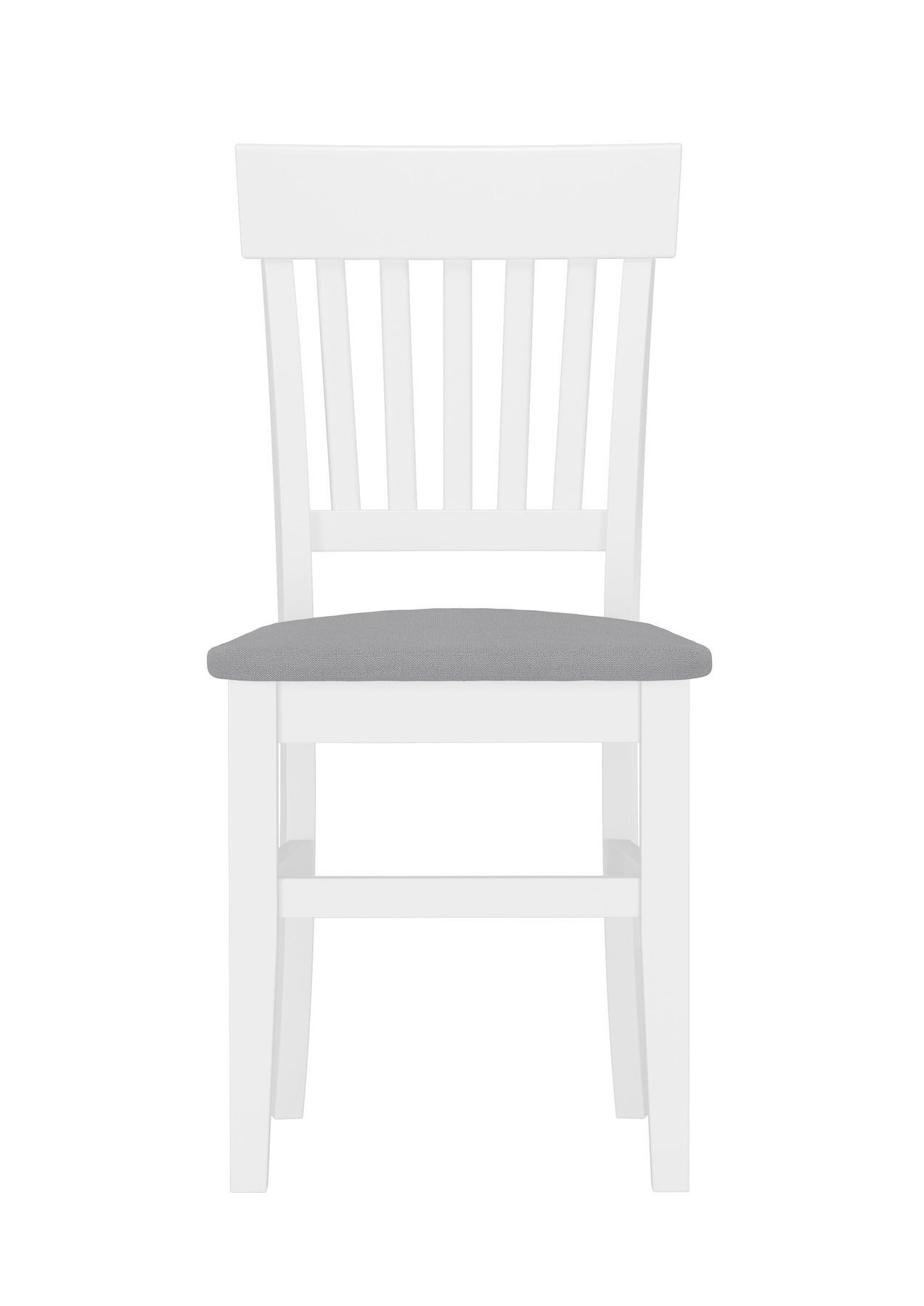 Klassischer weißer Holzstuhl aus massiver Kiefer, Sitzpolster grau V-90.71-27W-P21