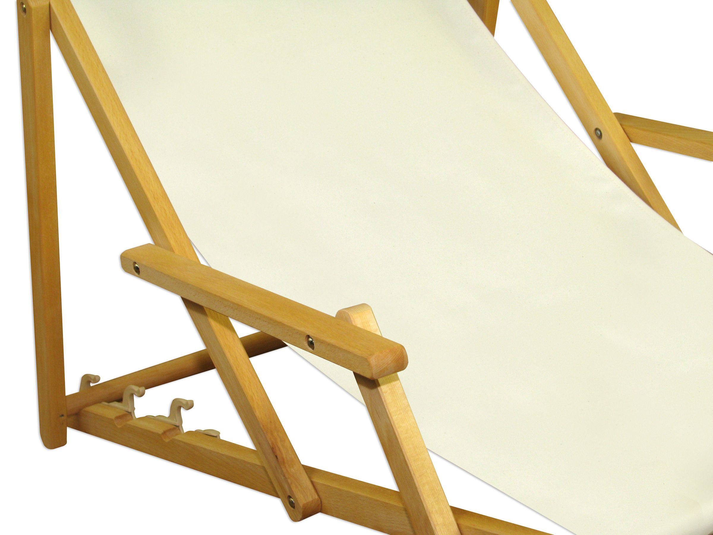 Sedia a sdraio in legno con molti accessori a scelta, colore del tessuto bianco V-10-303