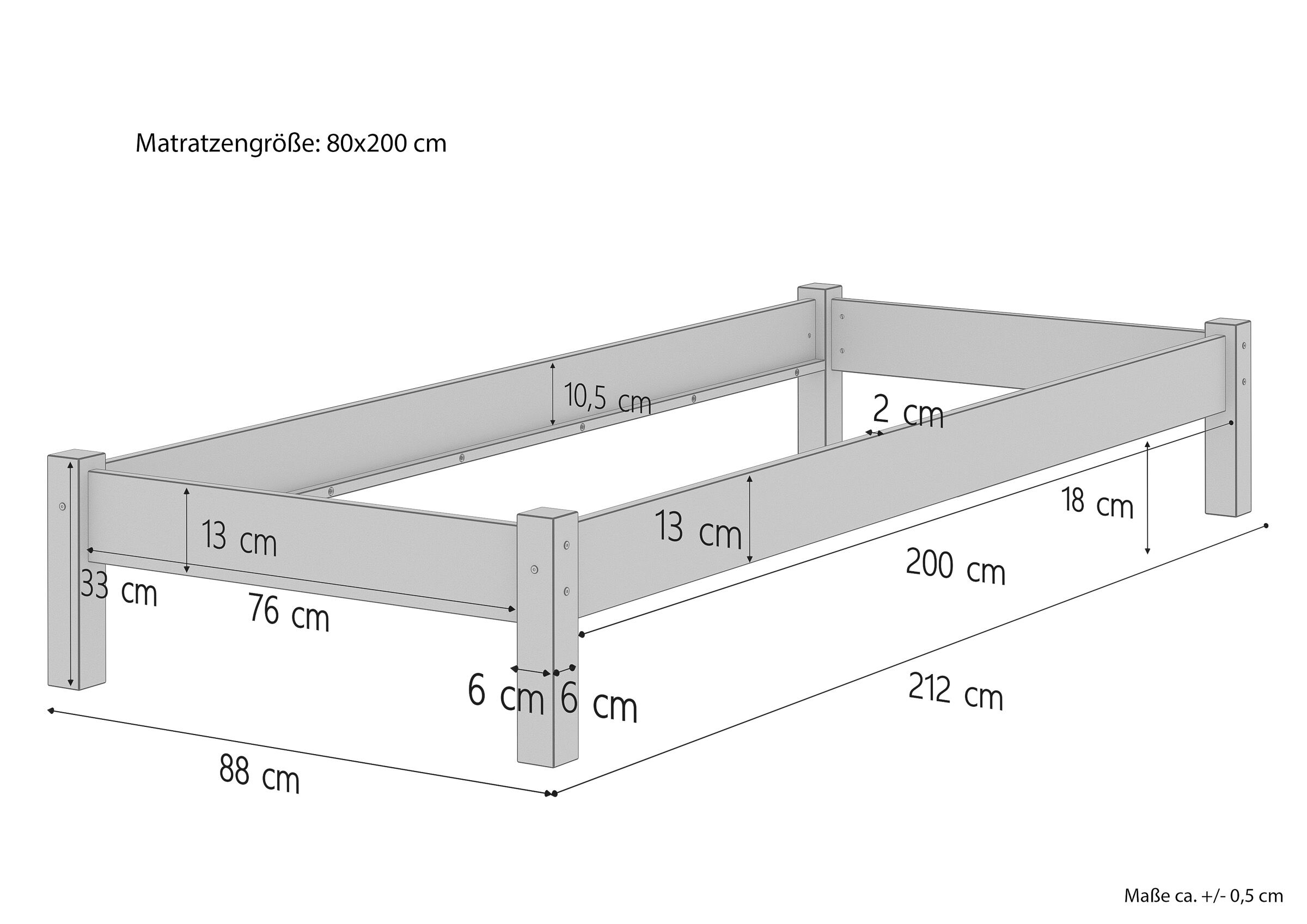 Tre varianti di solido letto una piazza futon 80x200 in Faggio massello laccato V-60.84-08