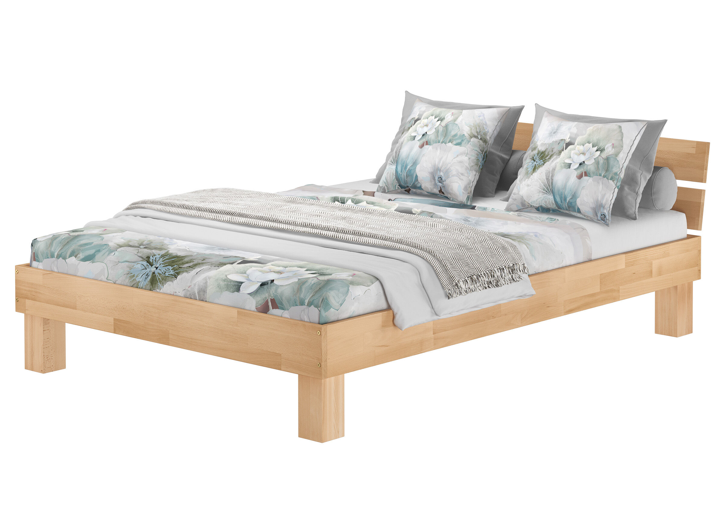 Moderno telaio letto/futon 160x200 in Faggio laccato senza doghe e materasso 60.80-16oR