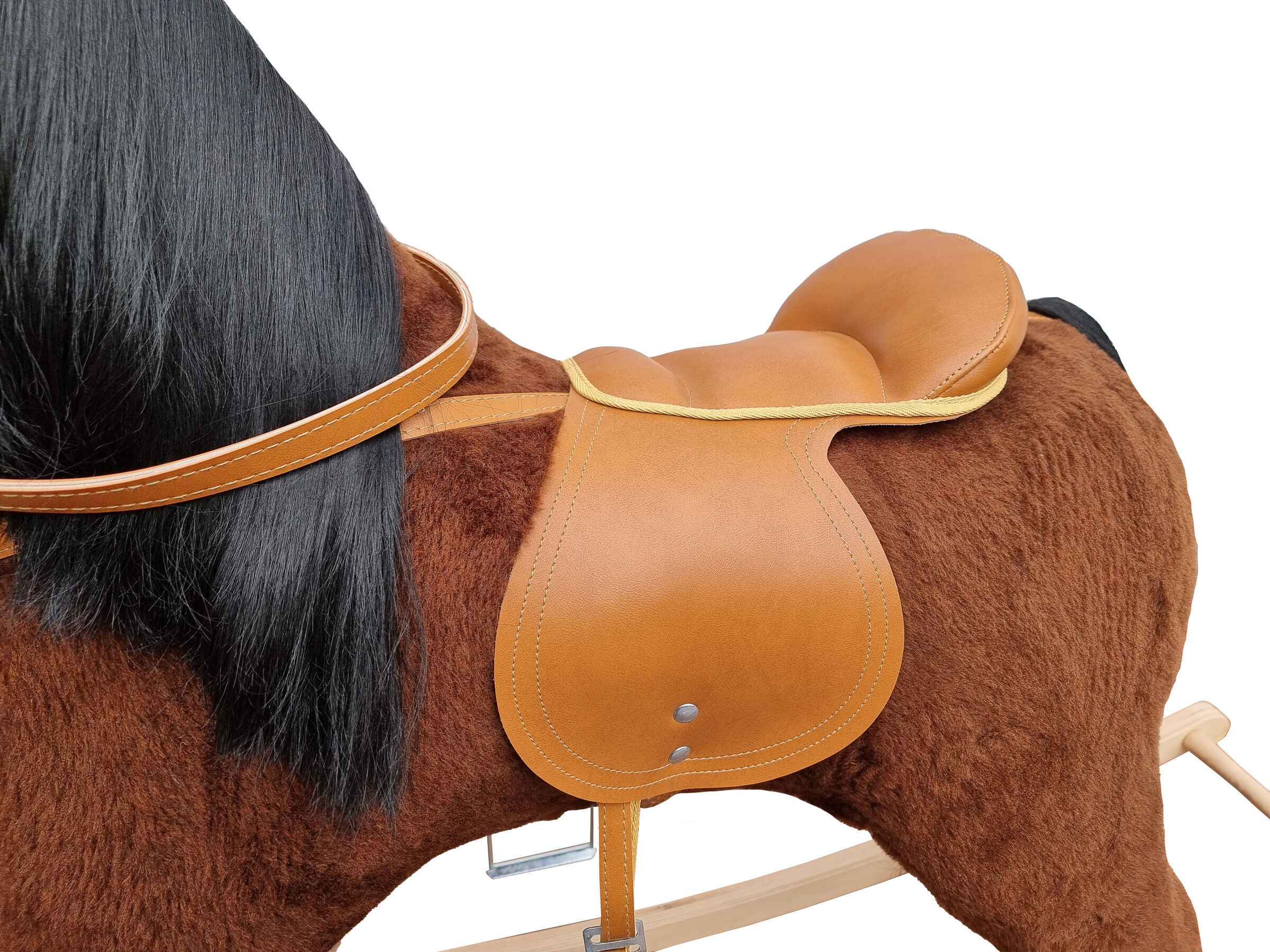 Cavallo a dondolo classico marrone con telaio basculante a dondolo 96-117