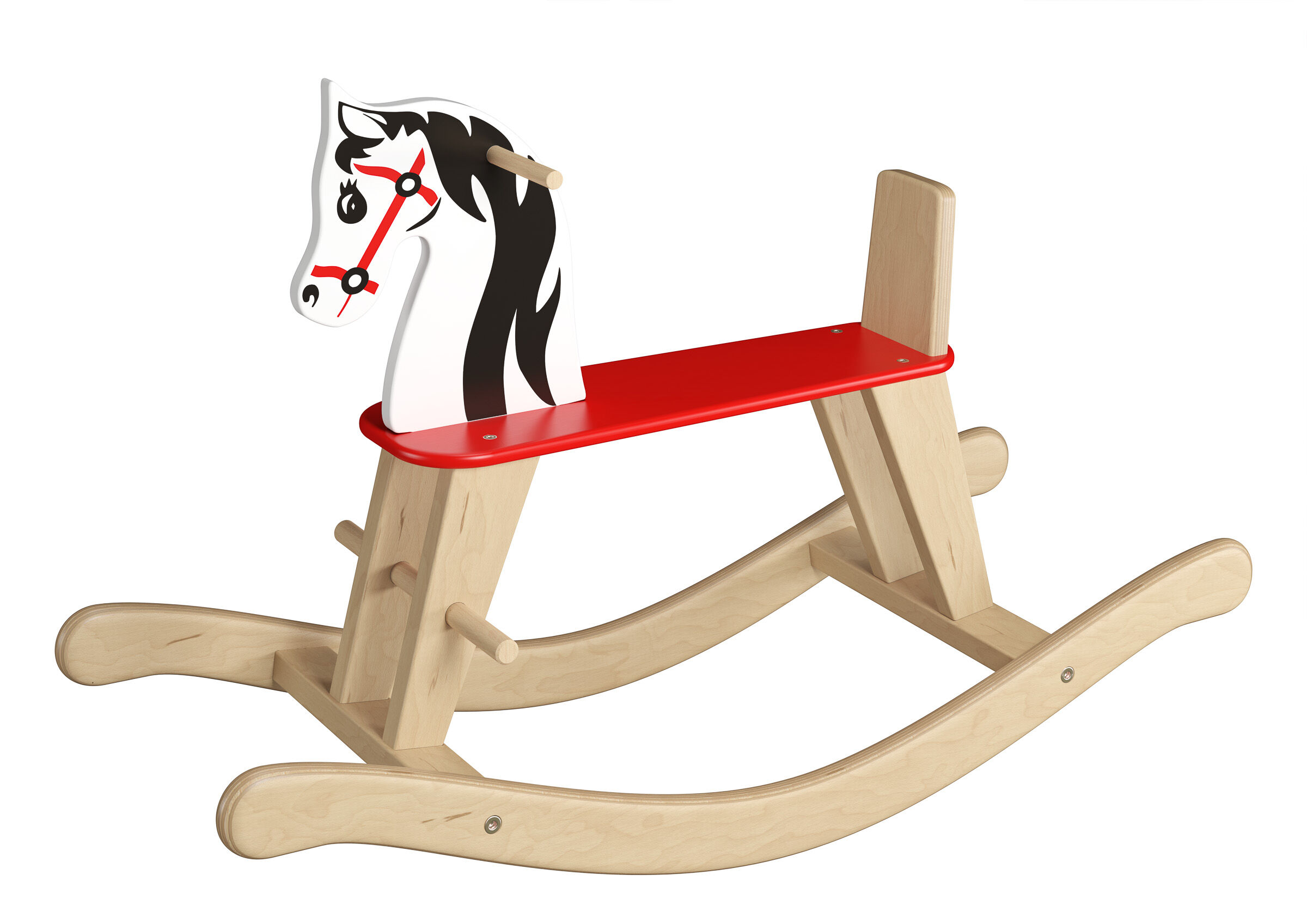 Balançoire cheval en bois coloré Balançoire jouet en bois pour les tout-petits 96-222