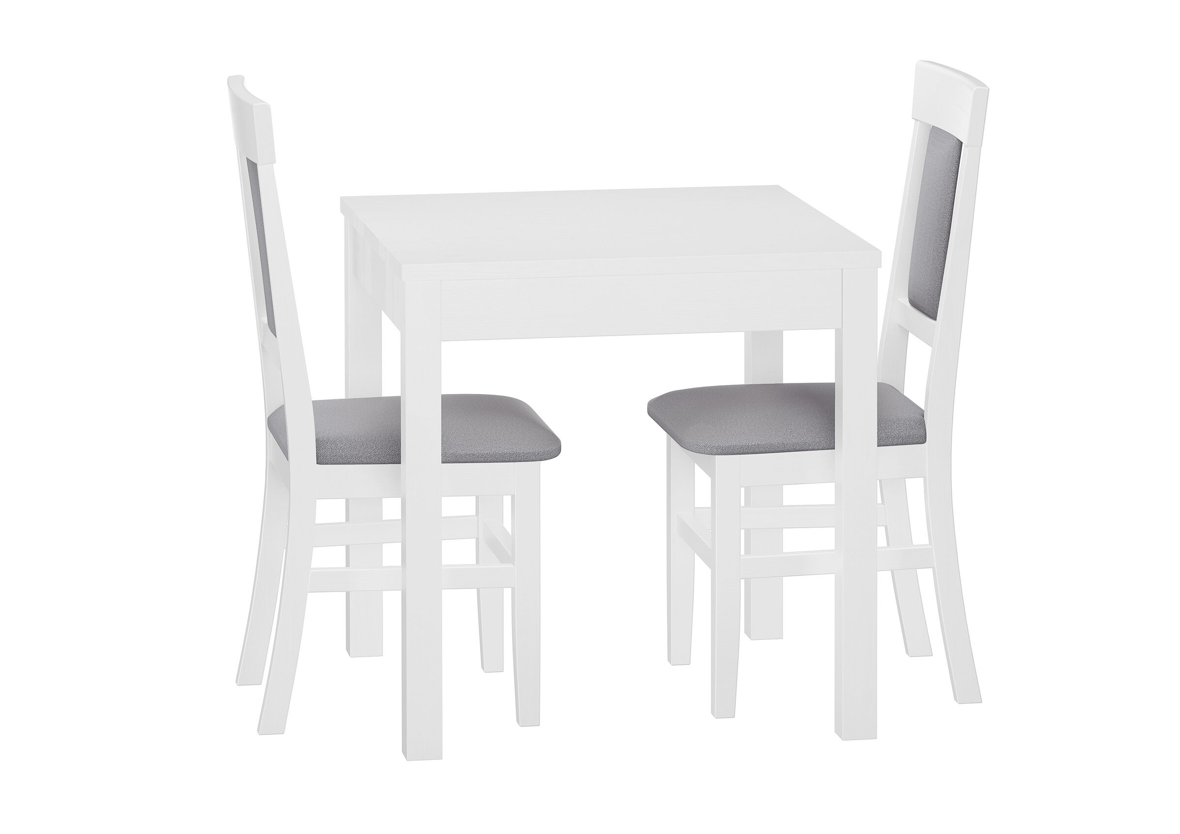 Stuhl weiß graue Polsterung