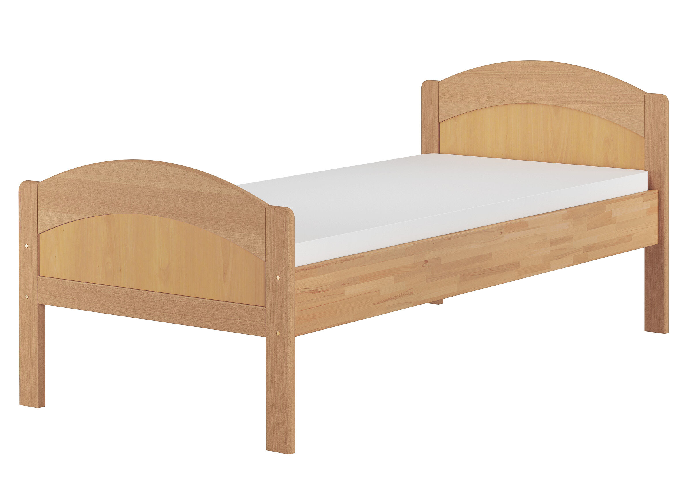 Cinque varianti di letto classico in Faggio massello 90x200 dal bordo alto V-60.75-09