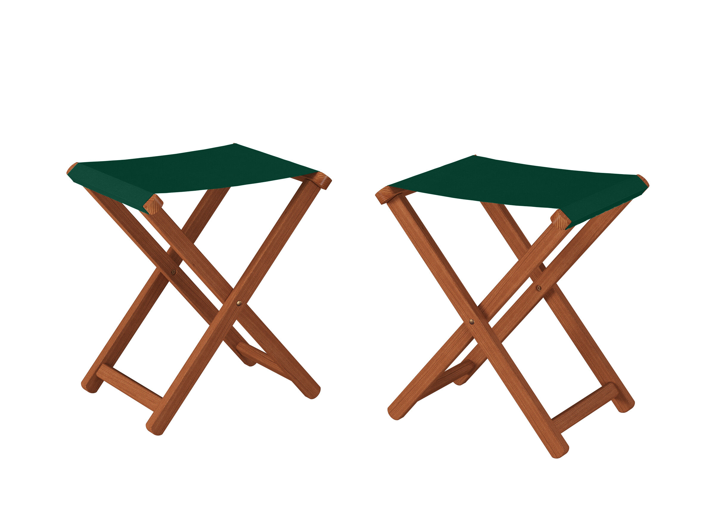 Zwei Holzstühle mit grünem Bezug