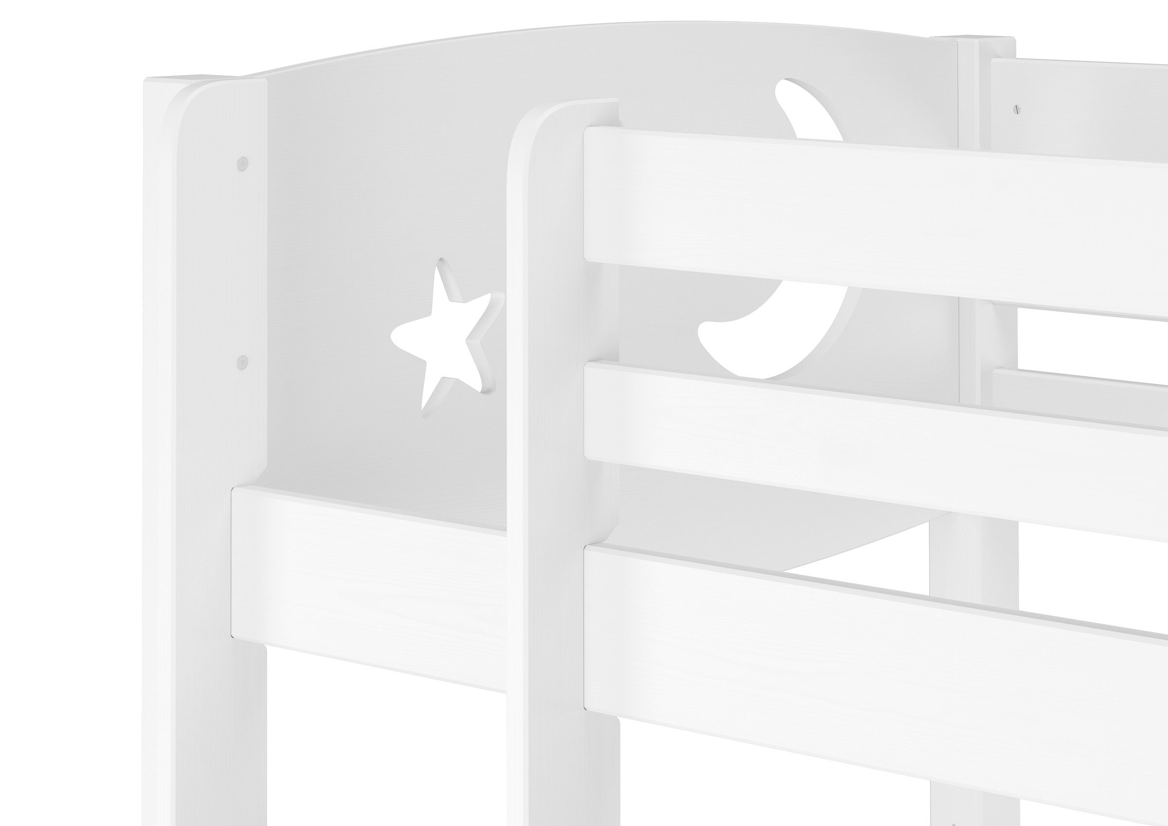 Etagenbett für Kinder mit Kopfteil Mond weiß 90x200 cm mit wählbarem Zubehör V-60.05-09WMondweiss