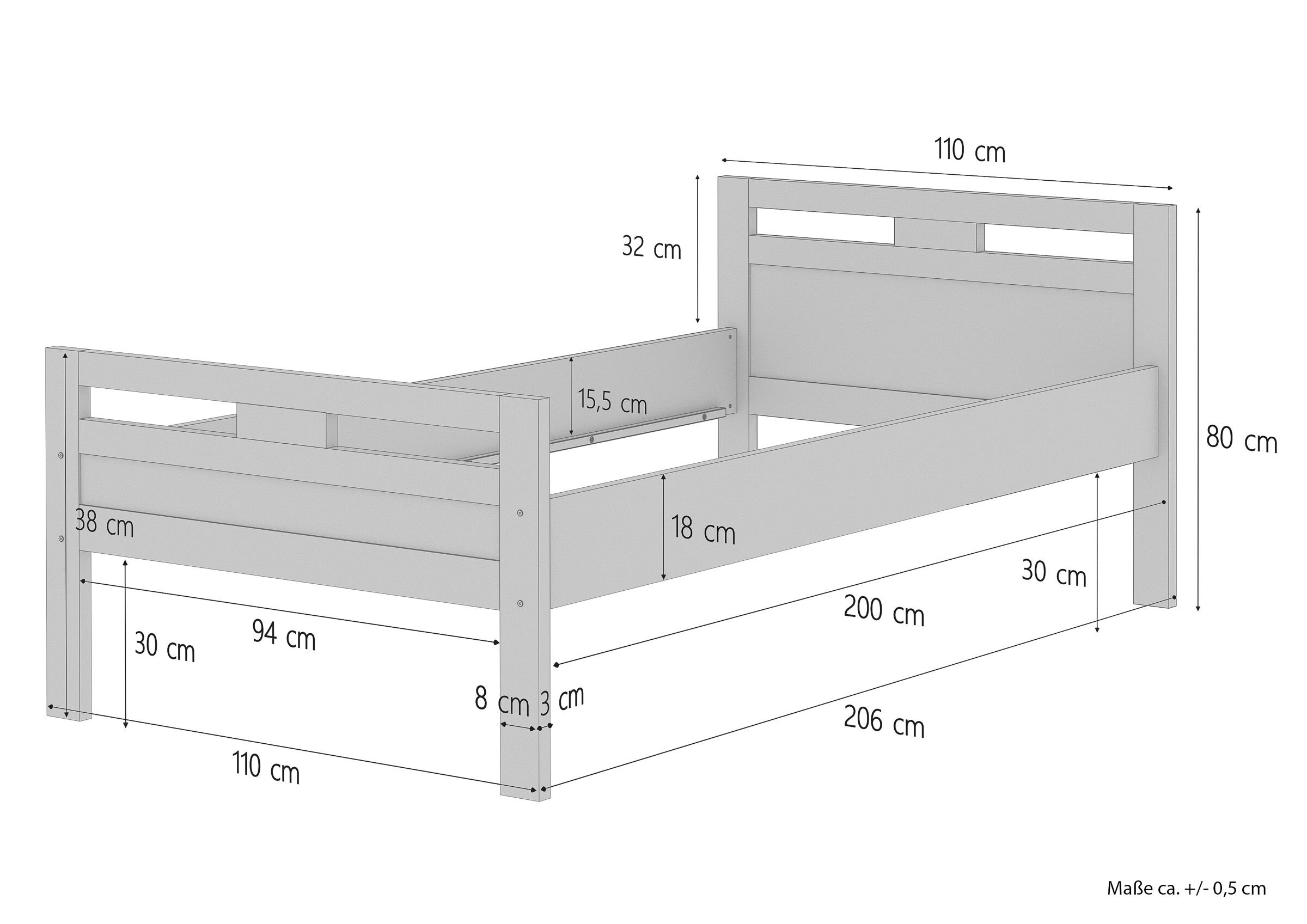 Sei varianti di elegante letto 100x200 ANCHE per ANZIANI in Faggio laccato V-60.74-10