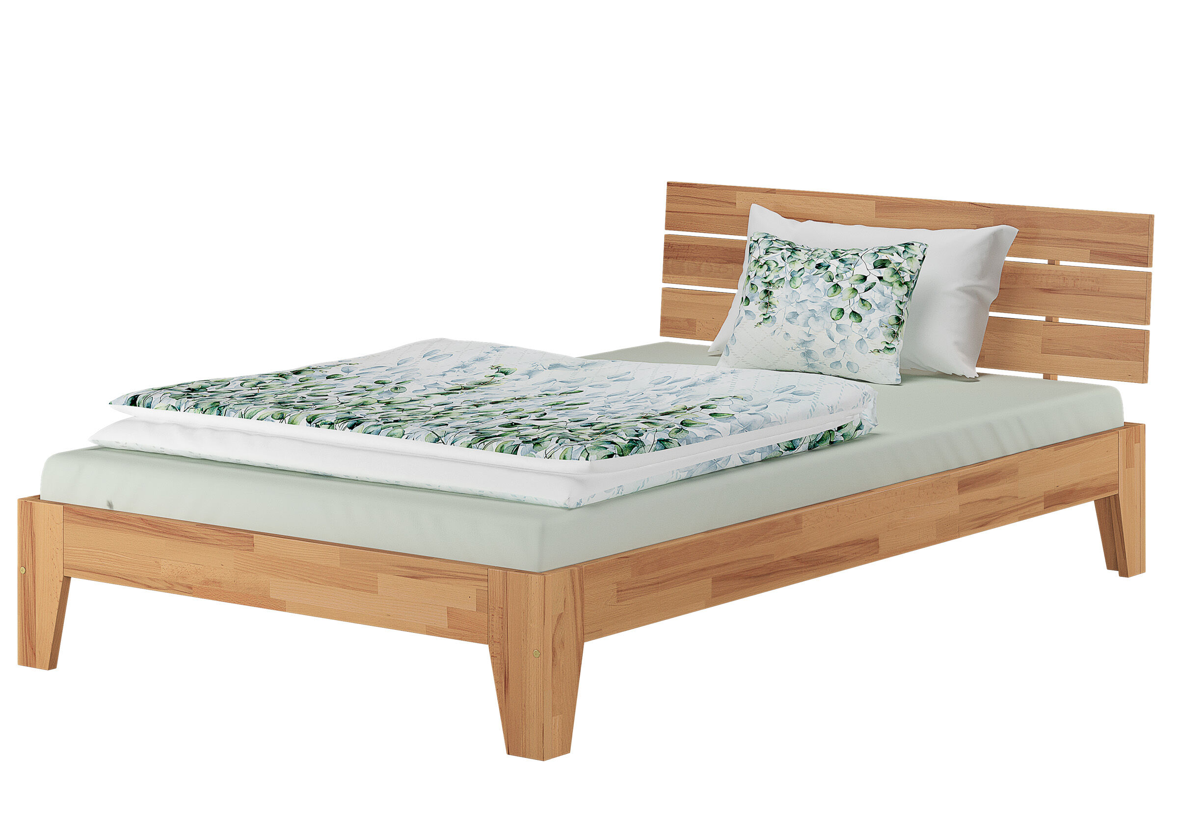Lit simple hêtre laqué bois massif lit de jeune lit futon 120x220 avec accessoires au choix V-60.82-12-220