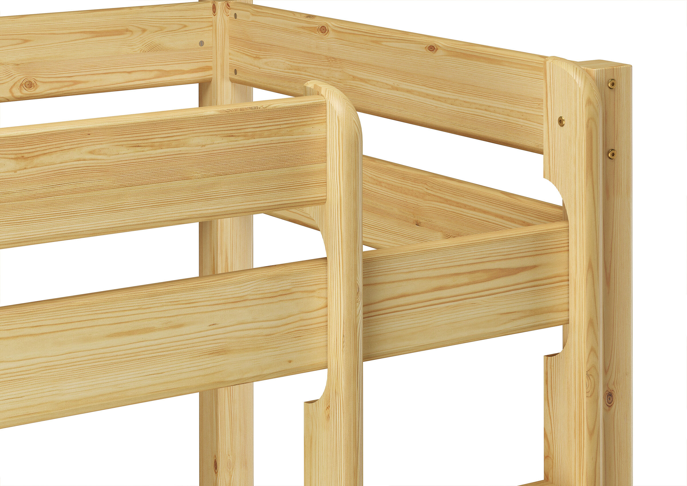 Tre varianti di letto a castello triplo per adulti 90x200 in legno massello di pino V-60.03-09