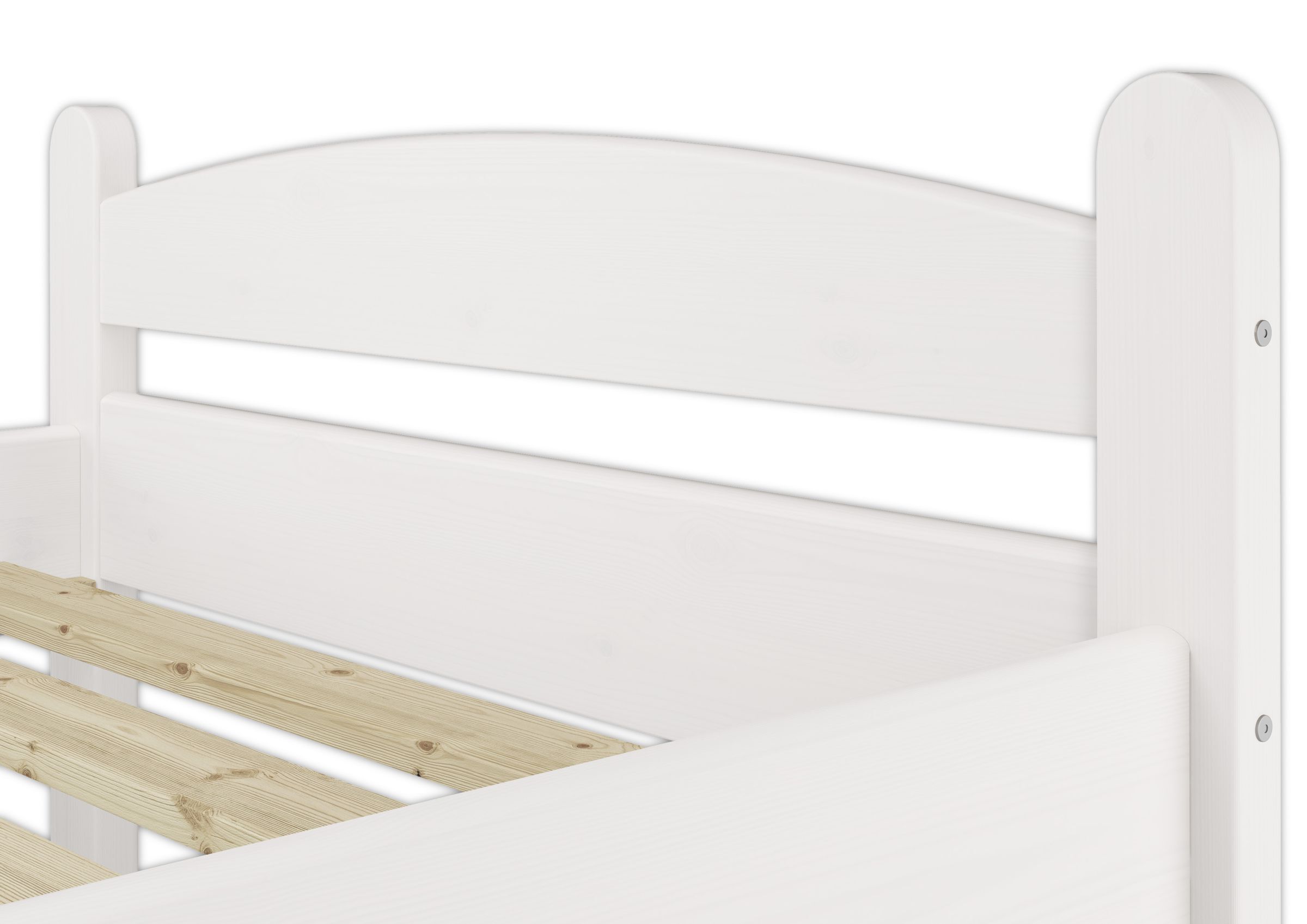 Tre varianti di solido letto bianco classico 90x200 x adulti in Pino massello V-60.32-09W