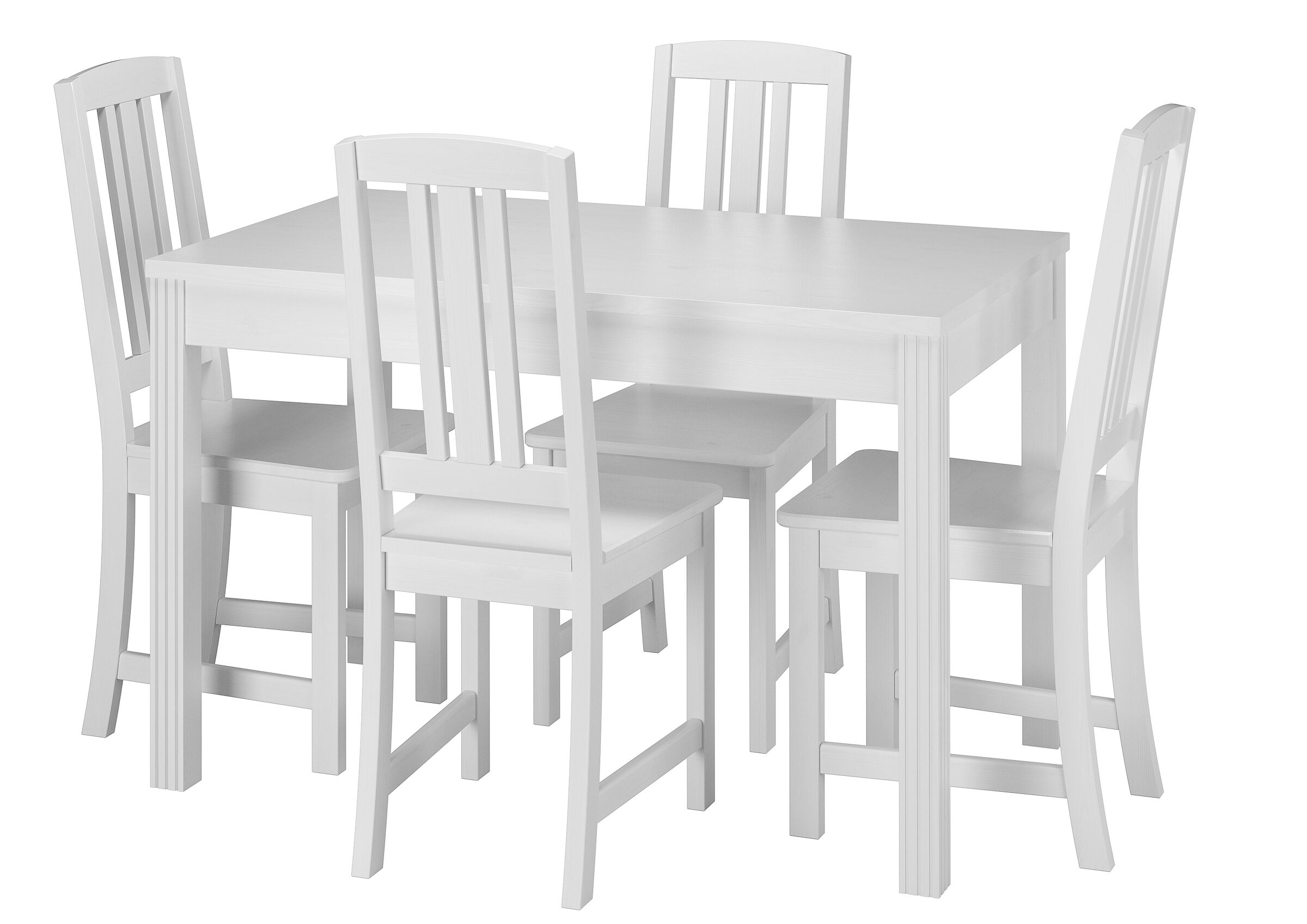 Tisch mit Stühlen, Kiefer weiß