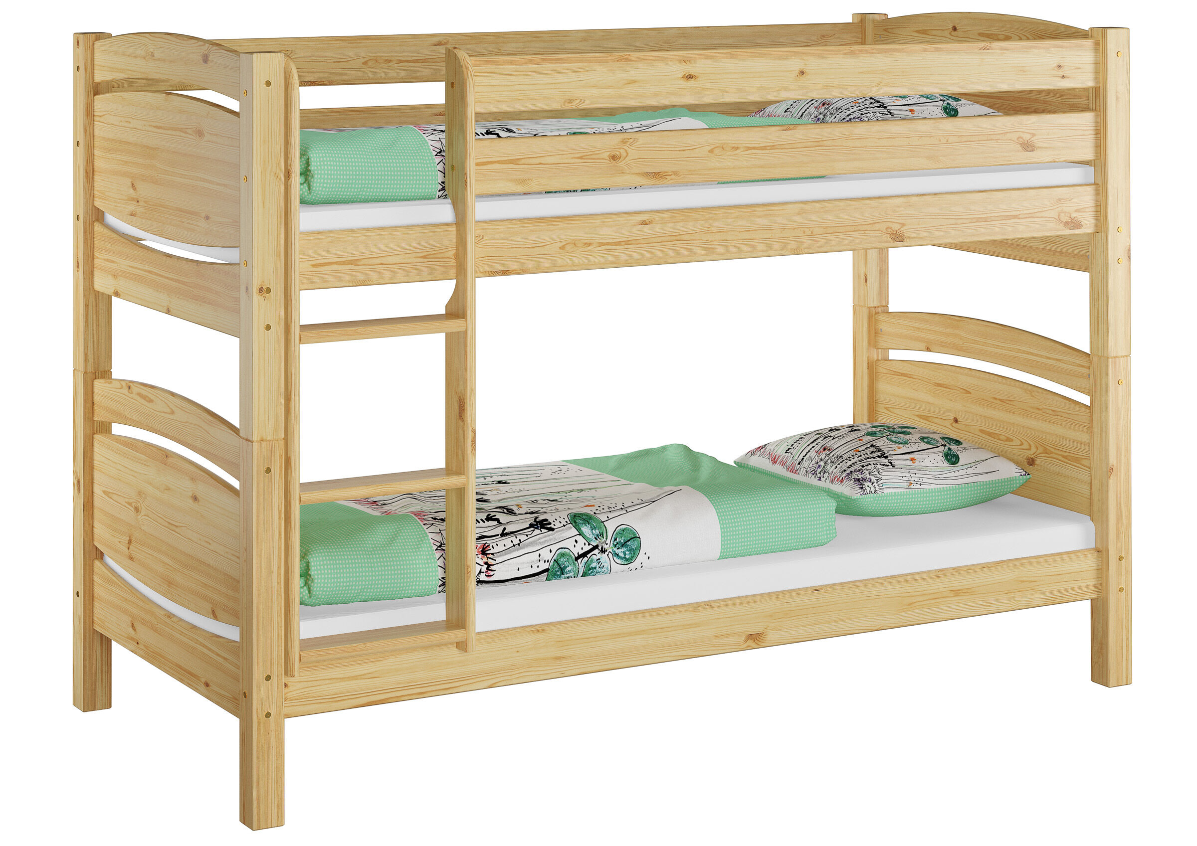 Tre varianti di bel letto a castello per adulti 90x200 in Pino massello V-60.13-09Ni70