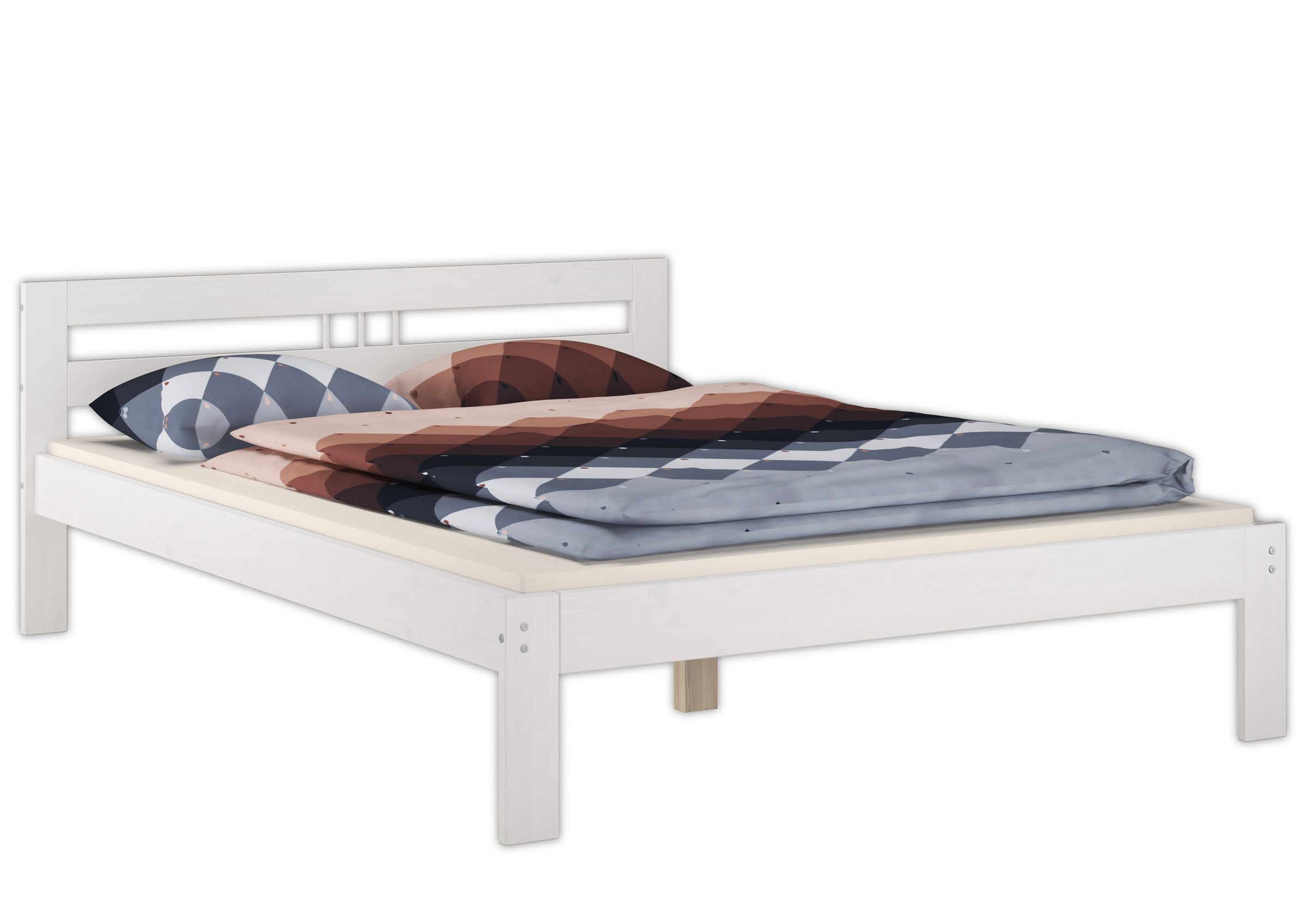 Bettgestell Kiefer massiv weiß Doppelbett 140x200 Französisches Bett Zubehör wählbar V-60.64-14W