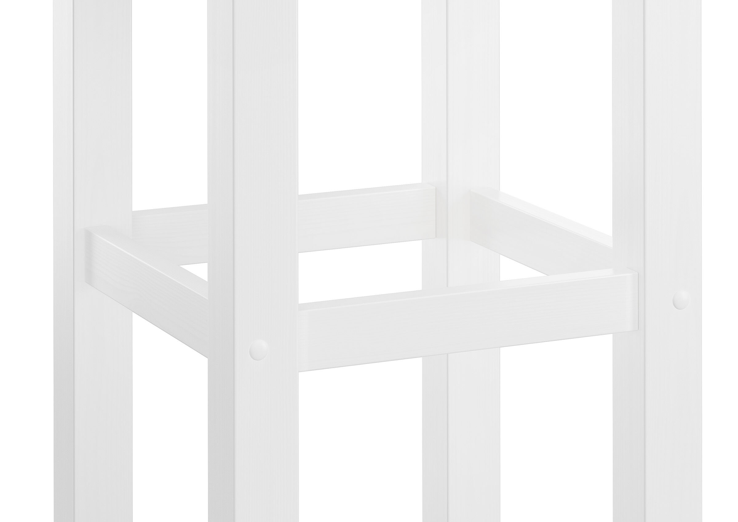 Due varianti di sgabello bianco da bar, bancone in pino massello 90.71-44-45W