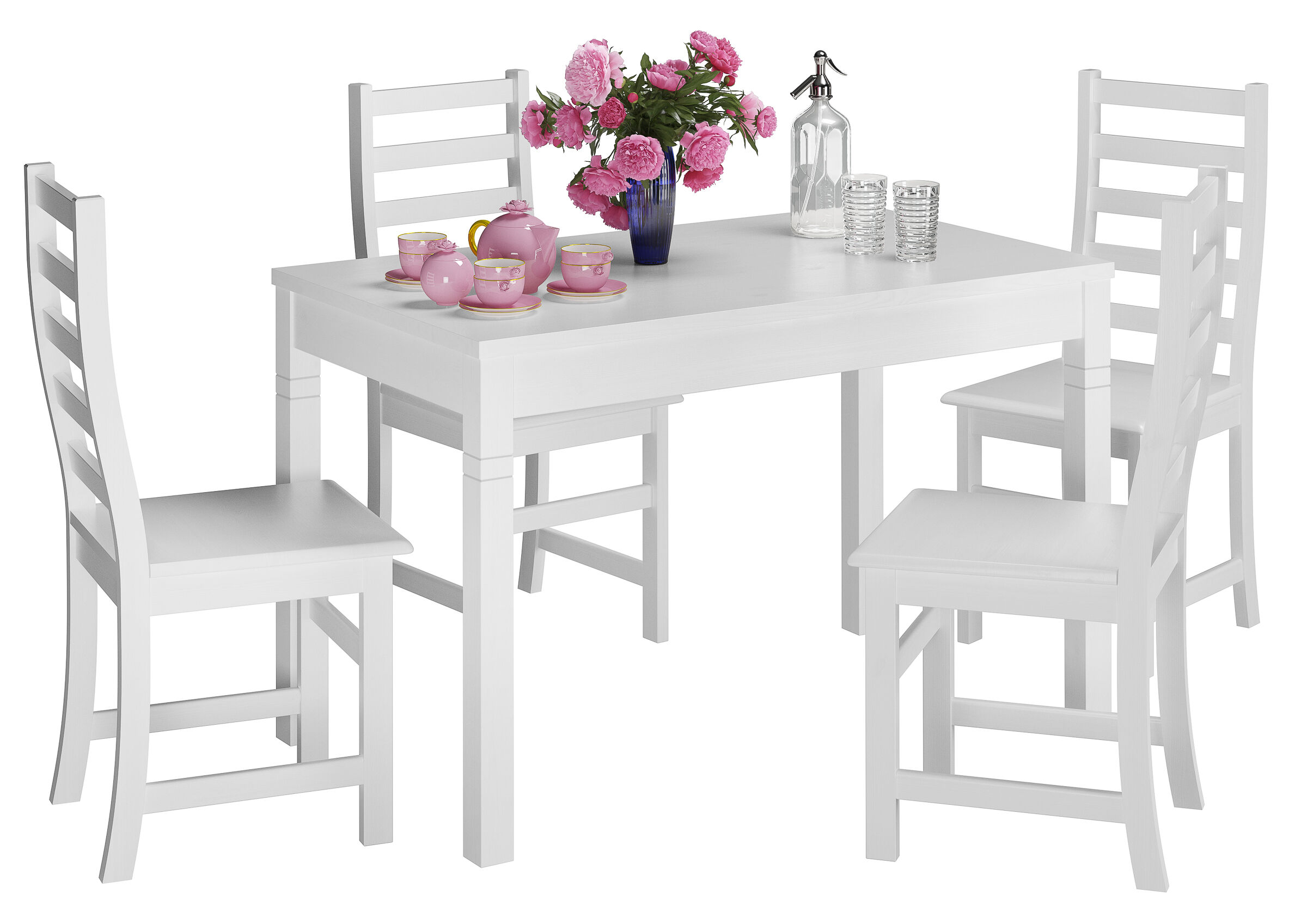 B-WARE Tisch 80x120 Esstisch Massivholz Küchentisch weiß 90.70-51BW 